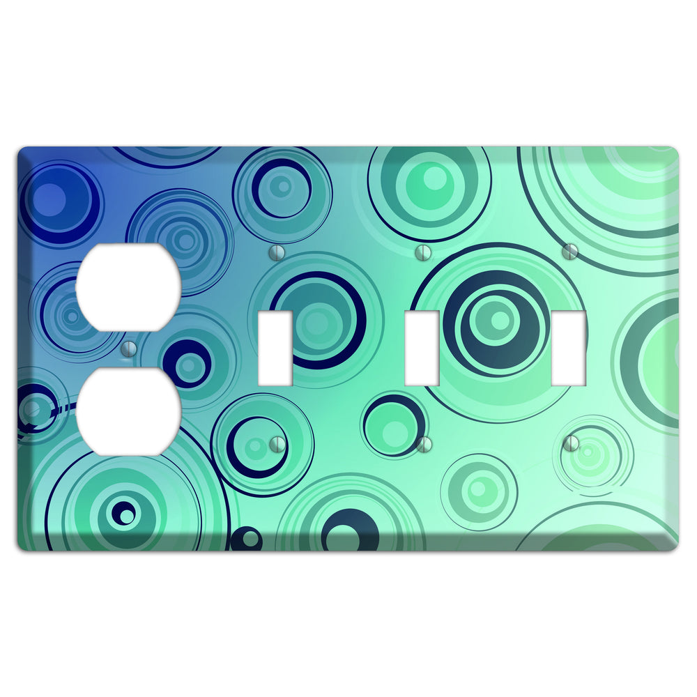 Blue and Green Circles Duplex / 3 Toggle Wallplate