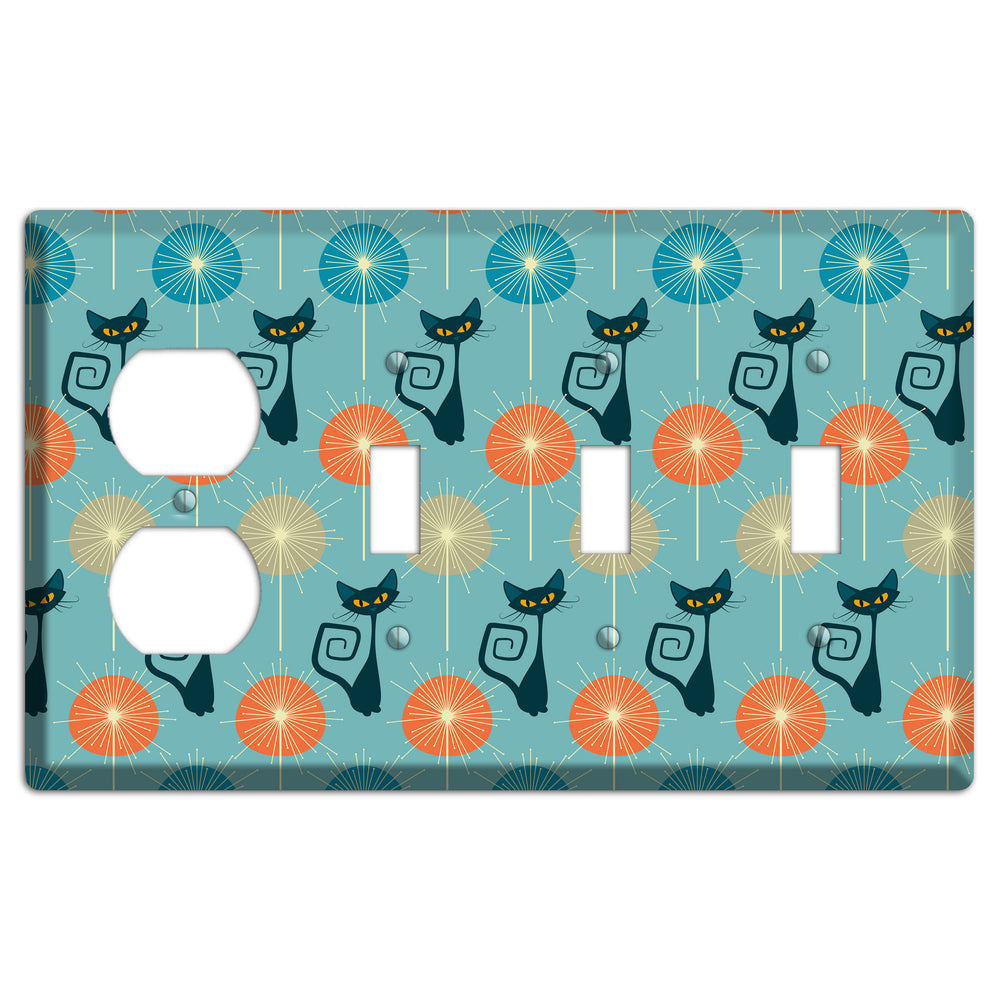 Atomic Burst Kitties Duplex / 3 Toggle Wallplate
