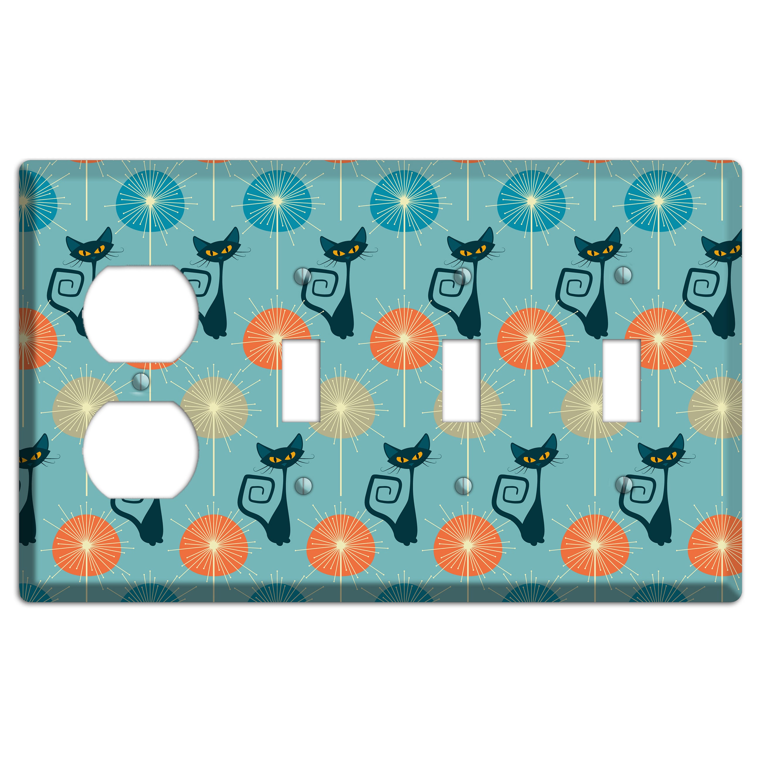 Atomic Burst Kitties Duplex / 3 Toggle Wallplate