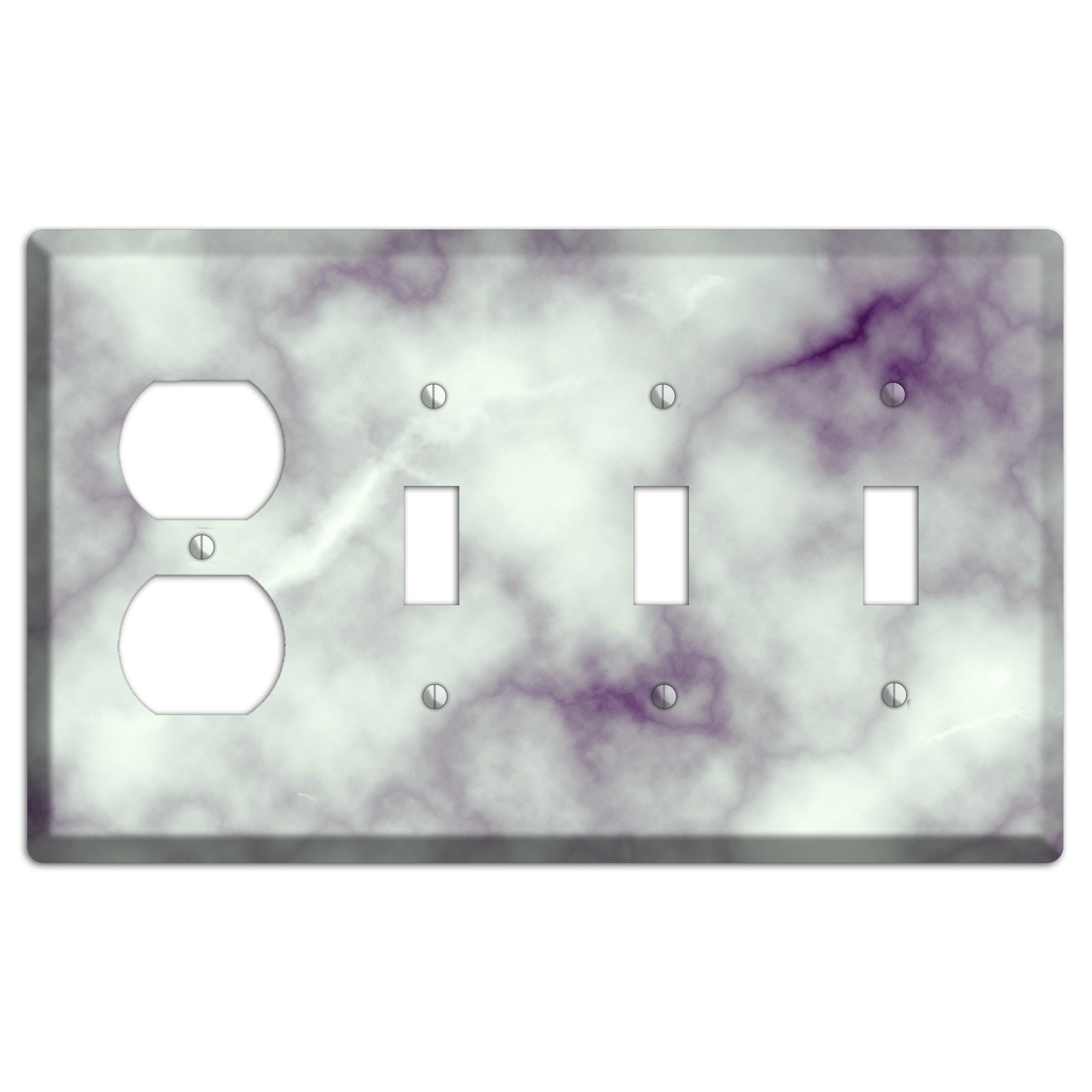 Gray Nurse Marble Duplex / 3 Toggle Wallplate