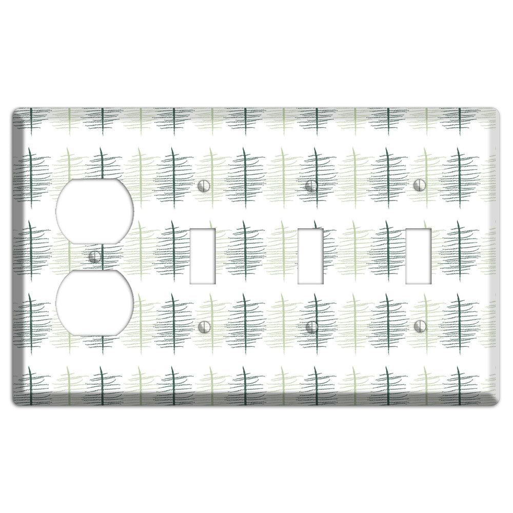 Leaves Style B Duplex / 3 Toggle Wallplate