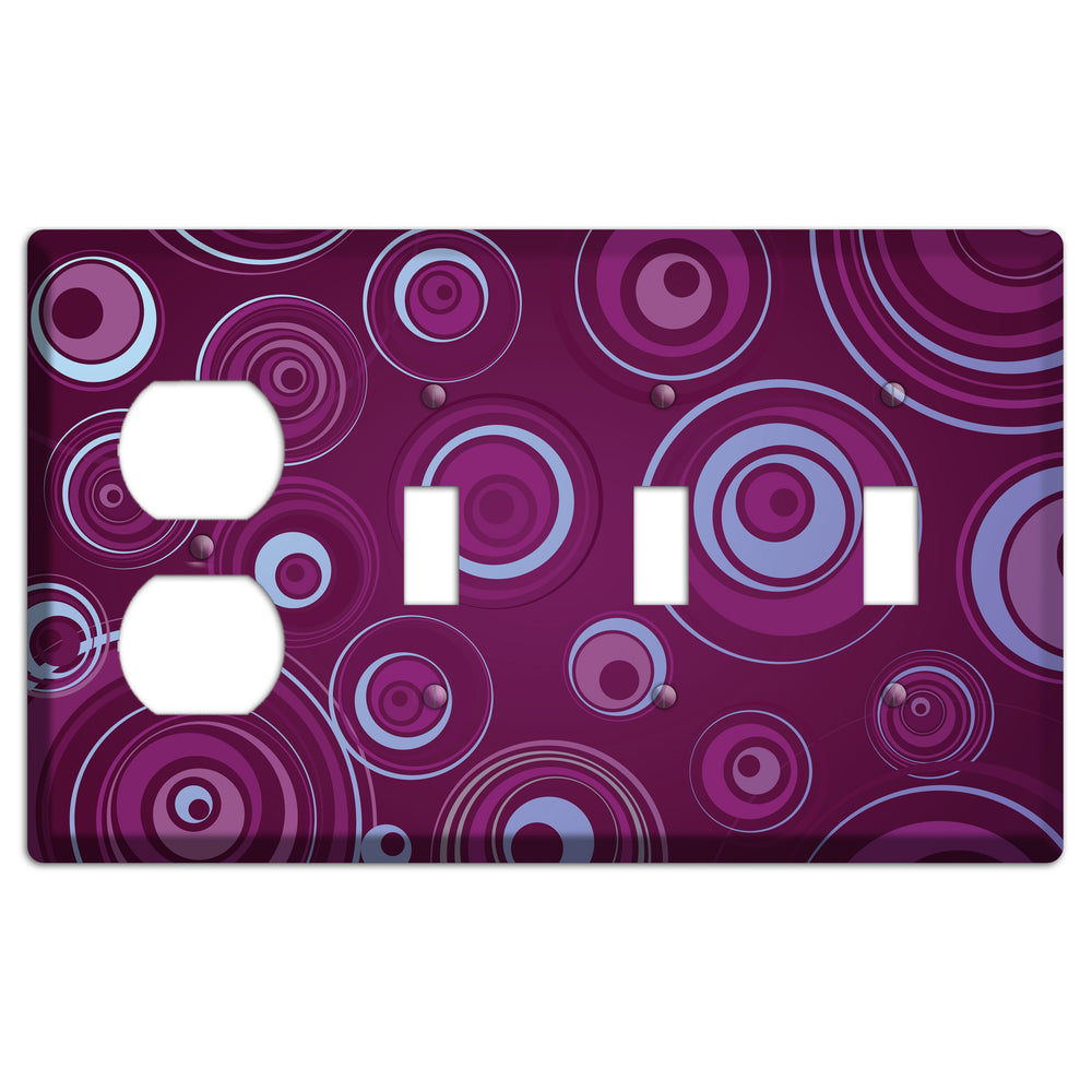 Purple Circles 3 Duplex / 3 Toggle Wallplate