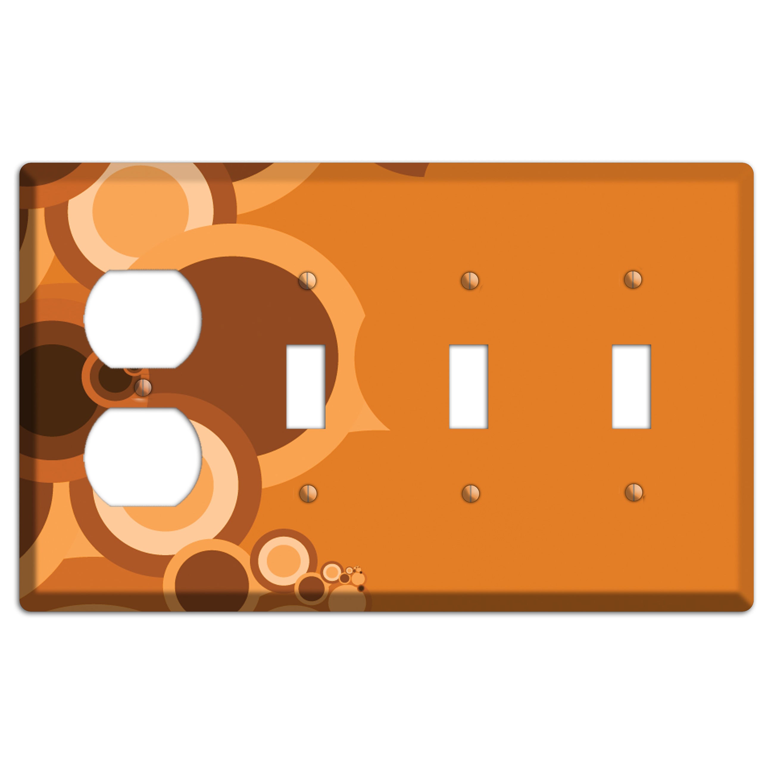 Burnt Orange Circles Duplex / 3 Toggle Wallplate