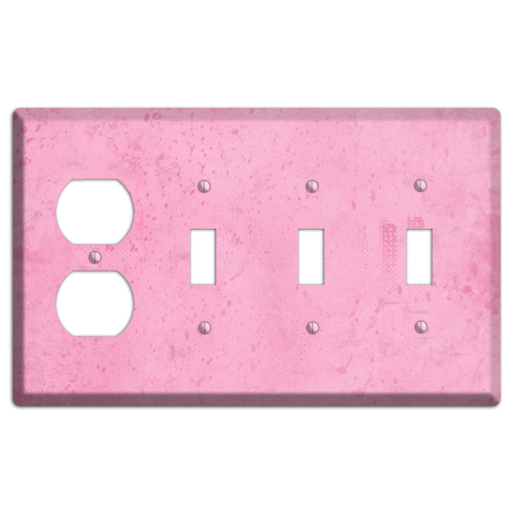 Illusion Pink Texture Duplex / 3 Toggle Wallplate