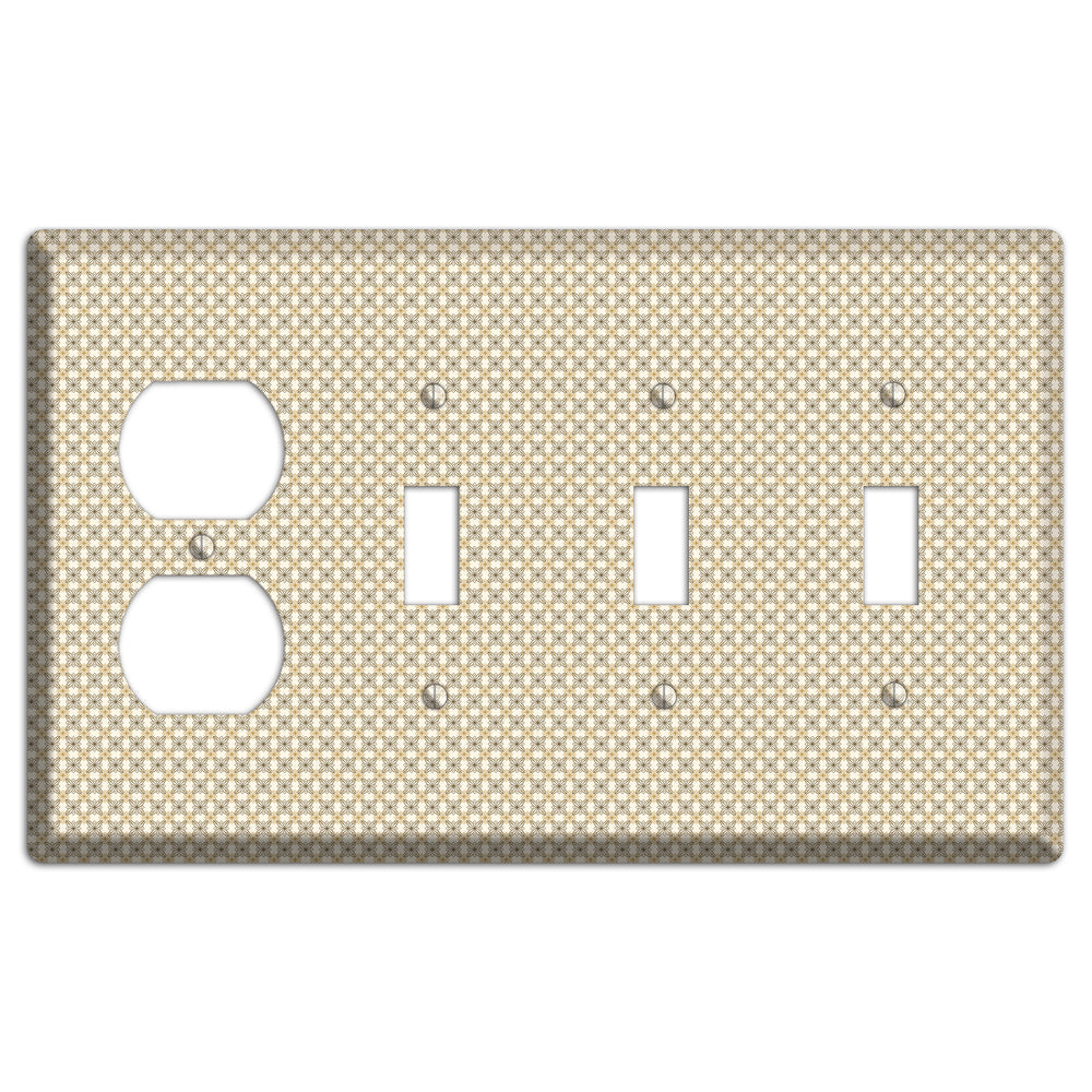 Multi Beige Tiled Arabesque Duplex / 3 Toggle Wallplate