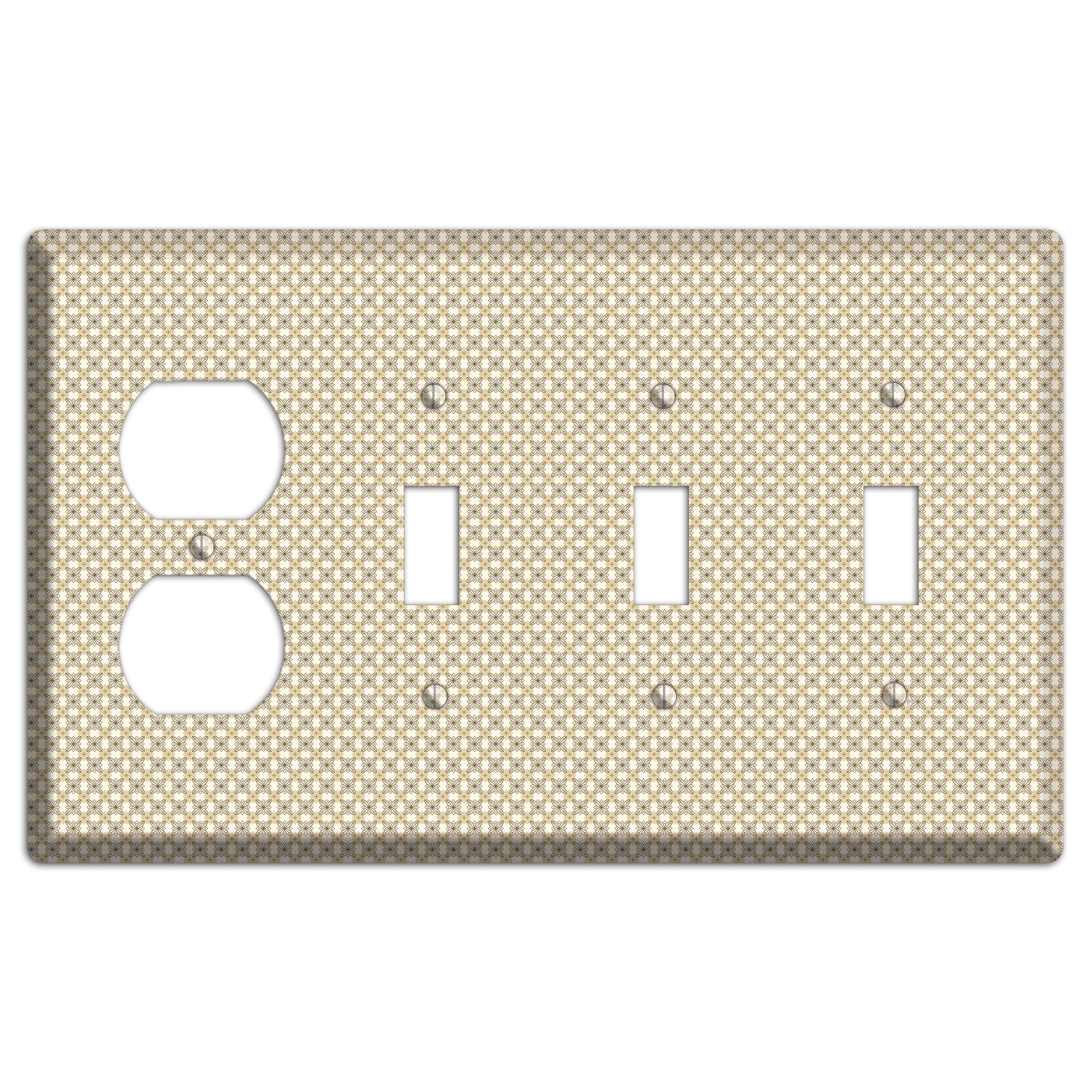 Multi Beige Tiled Arabesque Duplex / 3 Toggle Wallplate