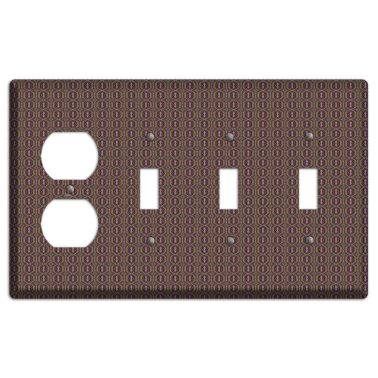 Brown Tapestry Duplex / 3 Toggle Wallplate