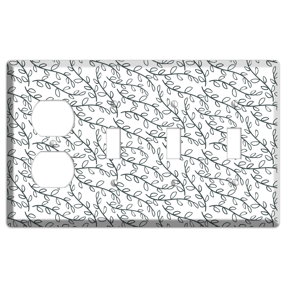 Leaves Style O Duplex / 3 Toggle Wallplate