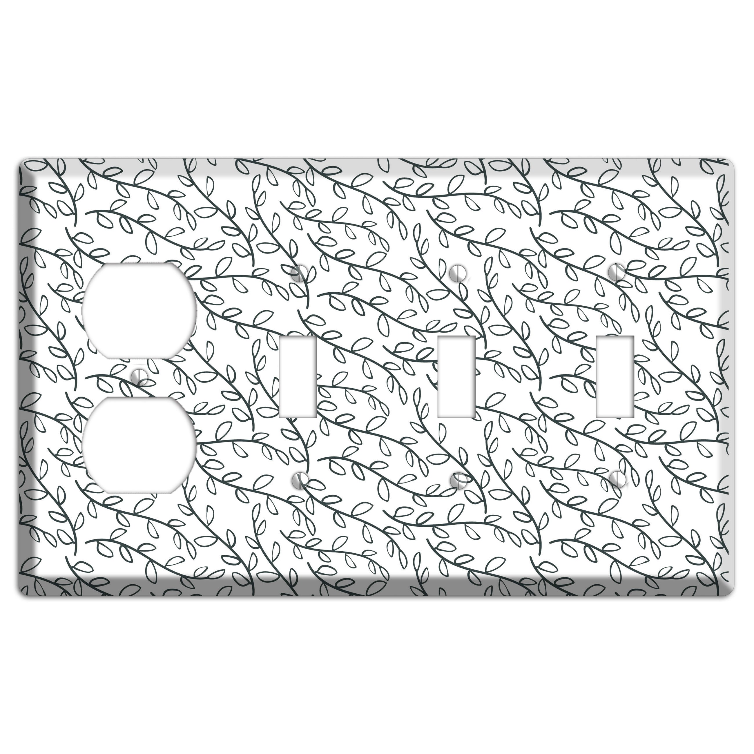 Leaves Style O Duplex / 3 Toggle Wallplate