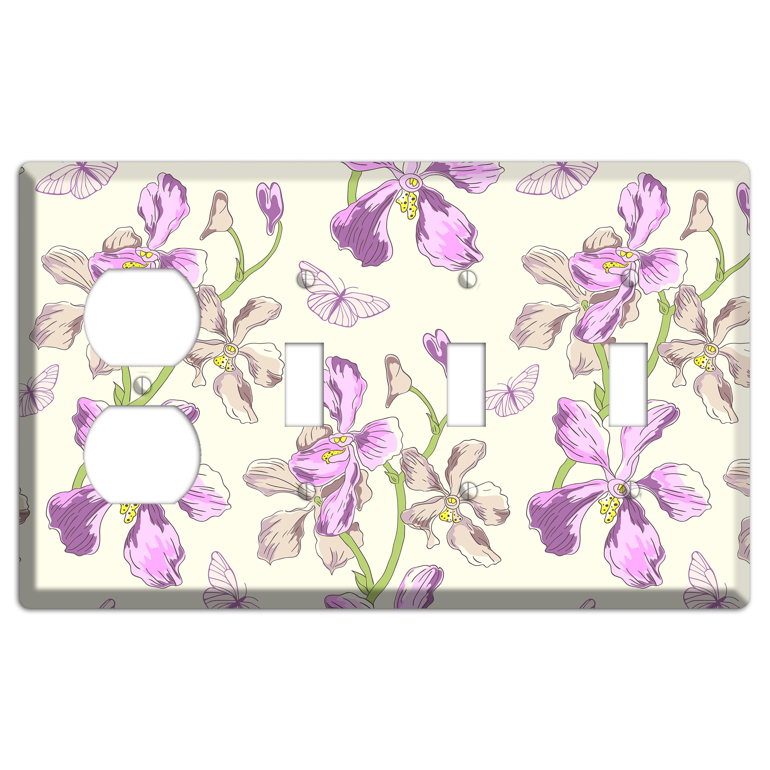Orchid Duplex / 3 Toggle Wallplate