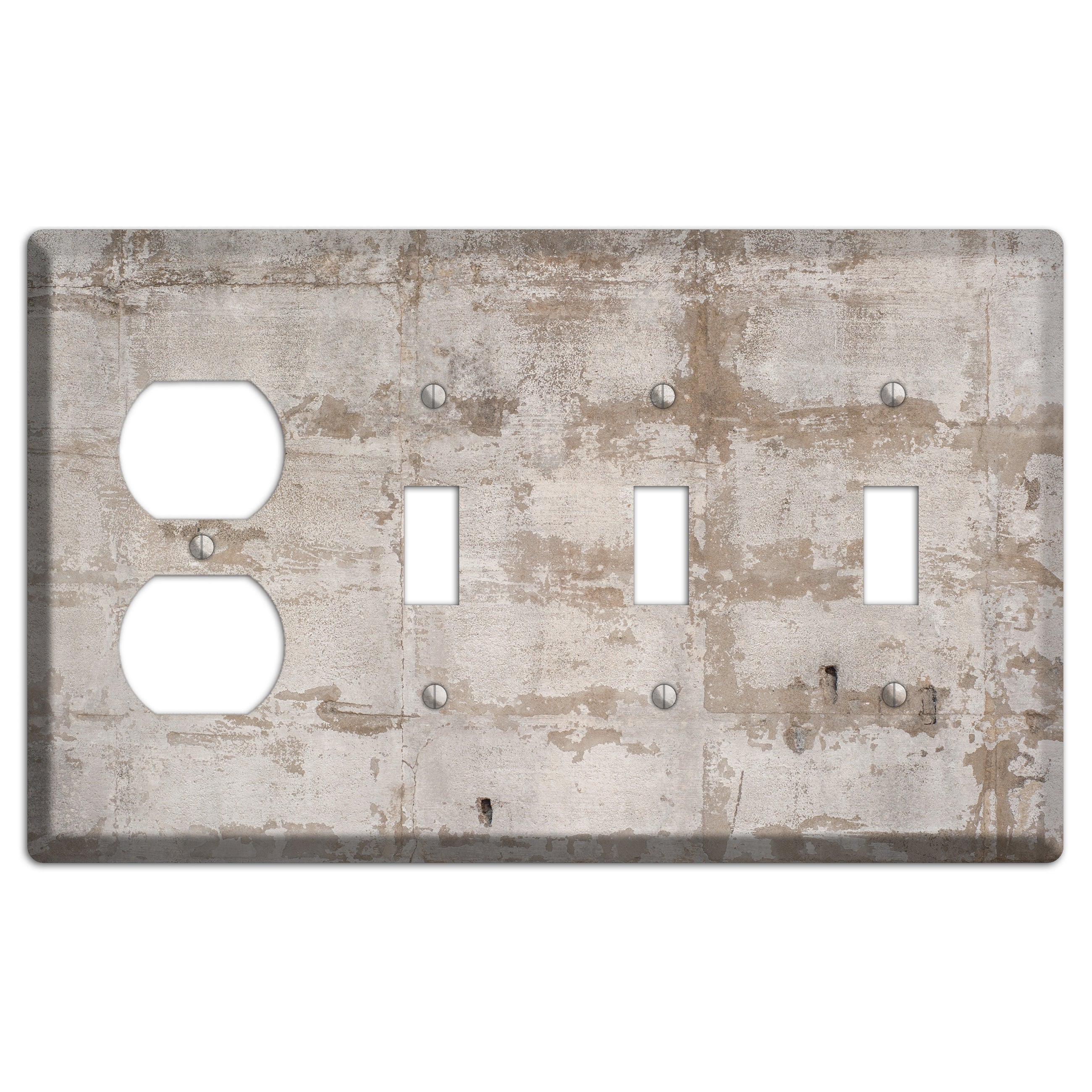 Old Concrete 3 Duplex / 3 Toggle Wallplate