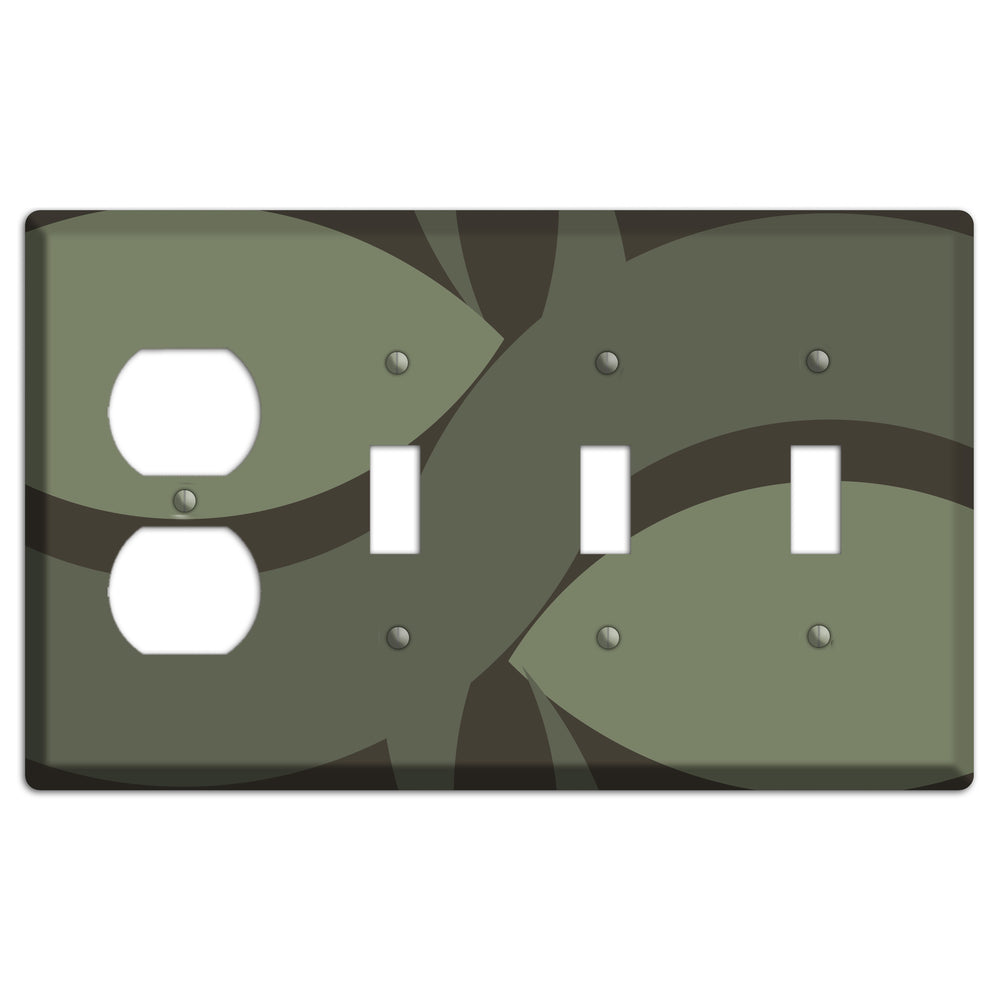 Olive Abstract Duplex / 3 Toggle Wallplate