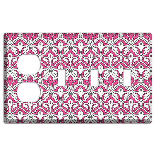 Pink Scallop Tapestry Duplex / 3 Toggle Wallplate