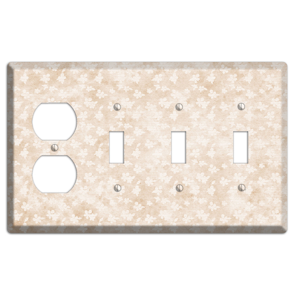 White Linen Neutral Texture Duplex / 3 Toggle Wallplate