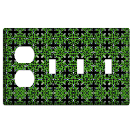 Green Foulard 3 Duplex / 3 Toggle Wallplate