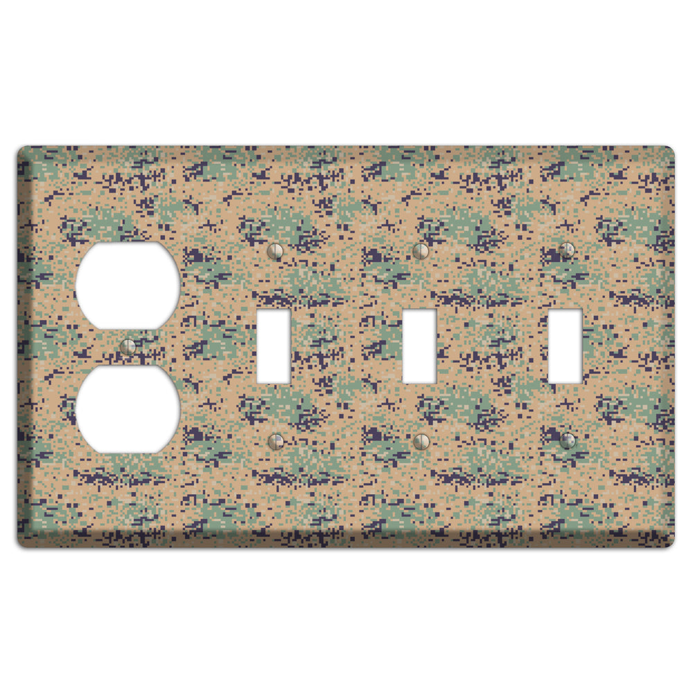 Marpat Woodland Camo Duplex / 3 Toggle Wallplate