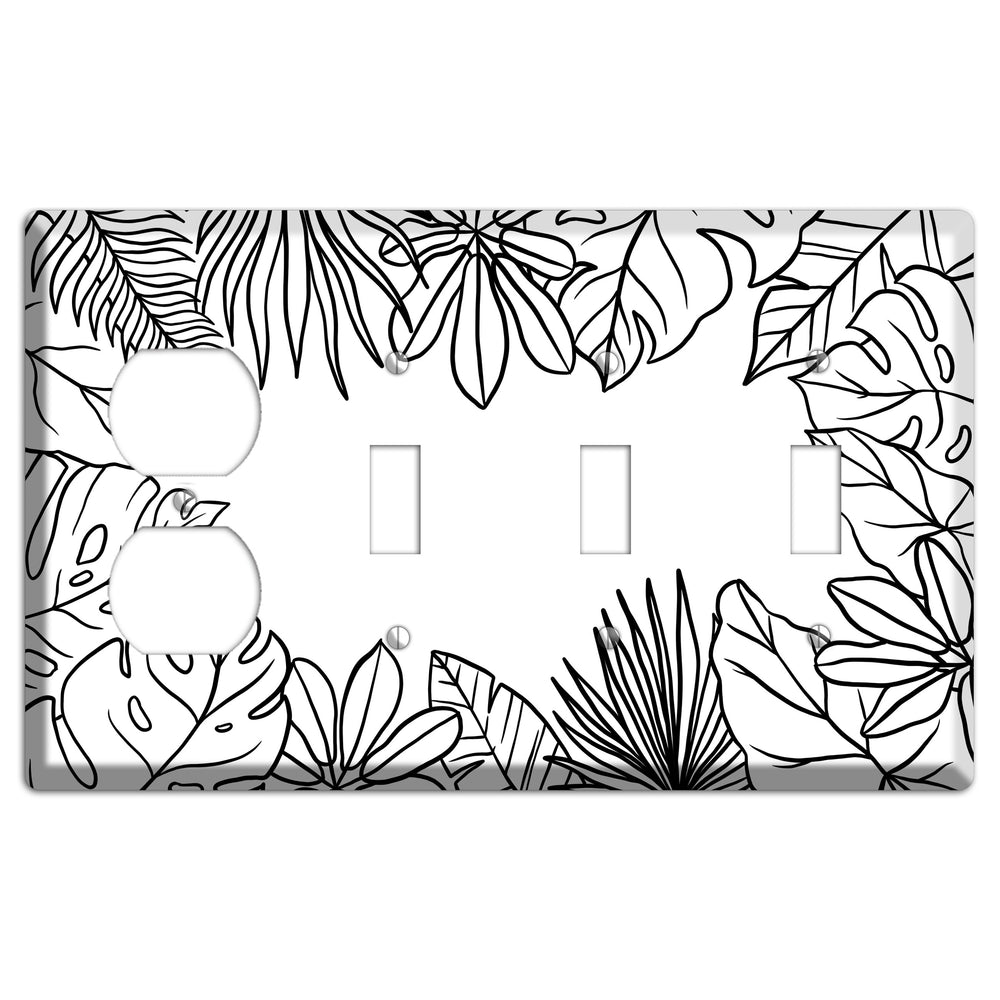 Hand-Drawn Leaves 3 Duplex / 3 Toggle Wallplate