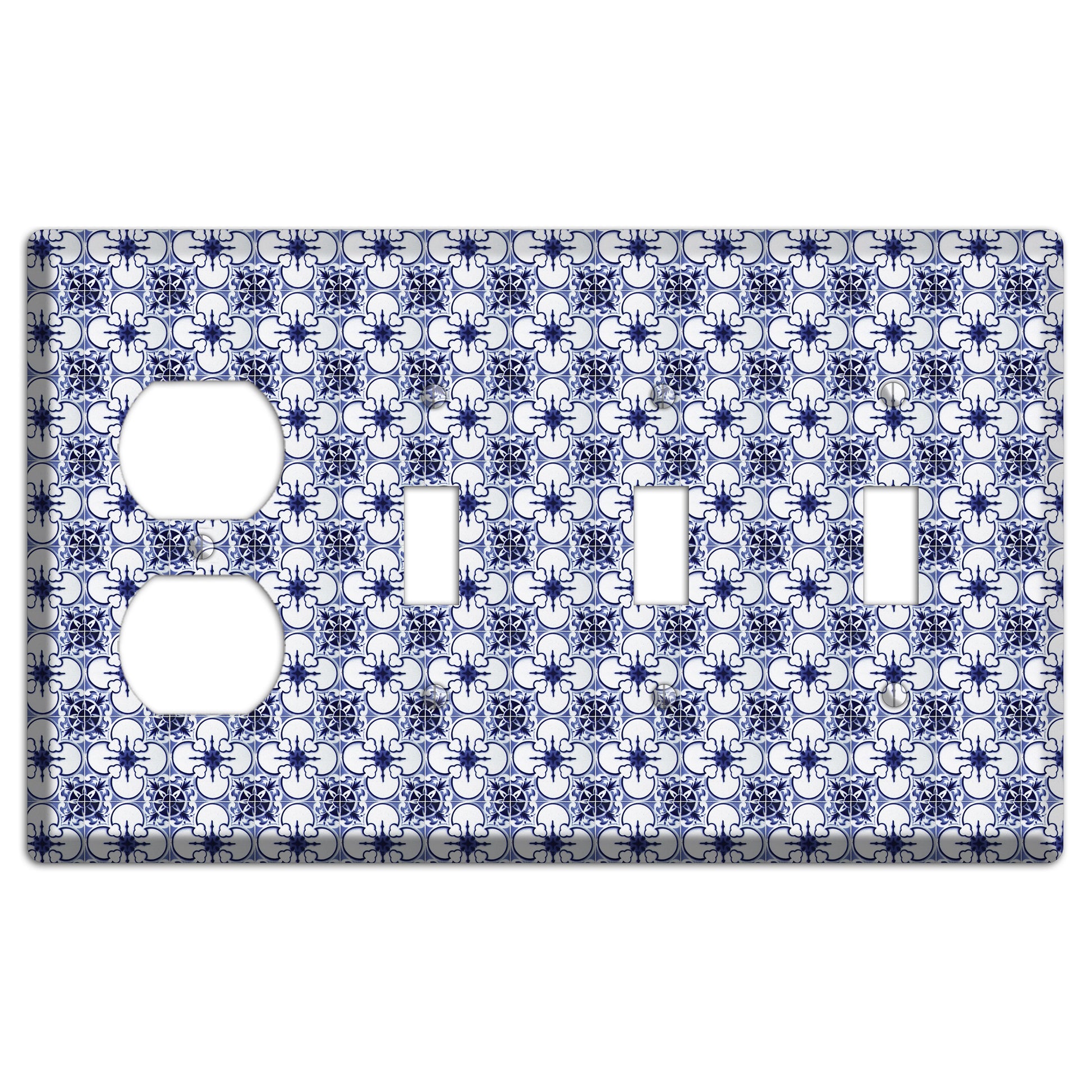 Tavira Tiles 9 Duplex / 3 Toggle Wallplate