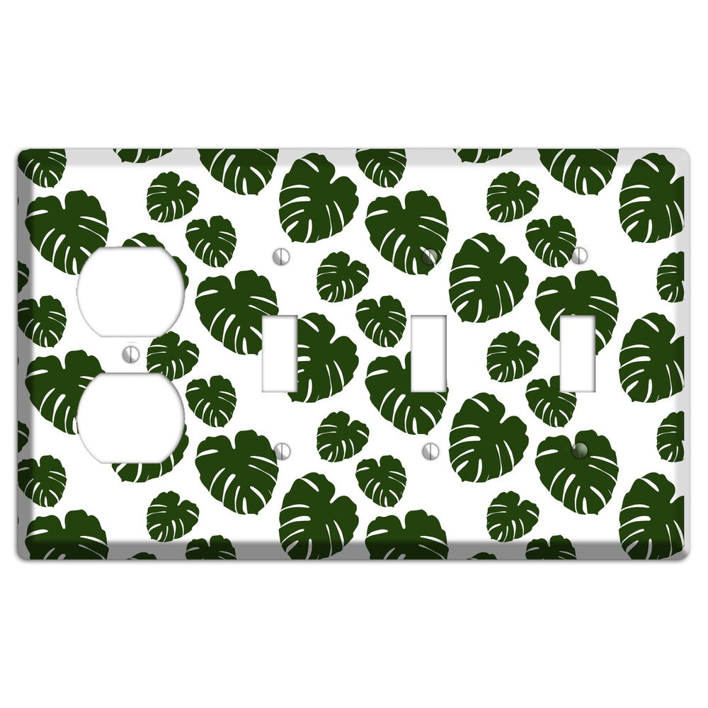 Leaves Style JJ Duplex / 3 Toggle Wallplate