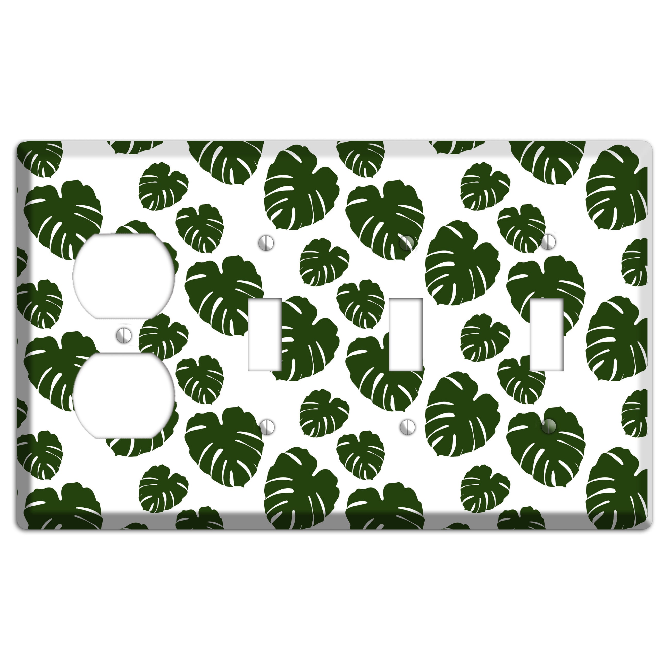 Leaves Style JJ Duplex / 3 Toggle Wallplate