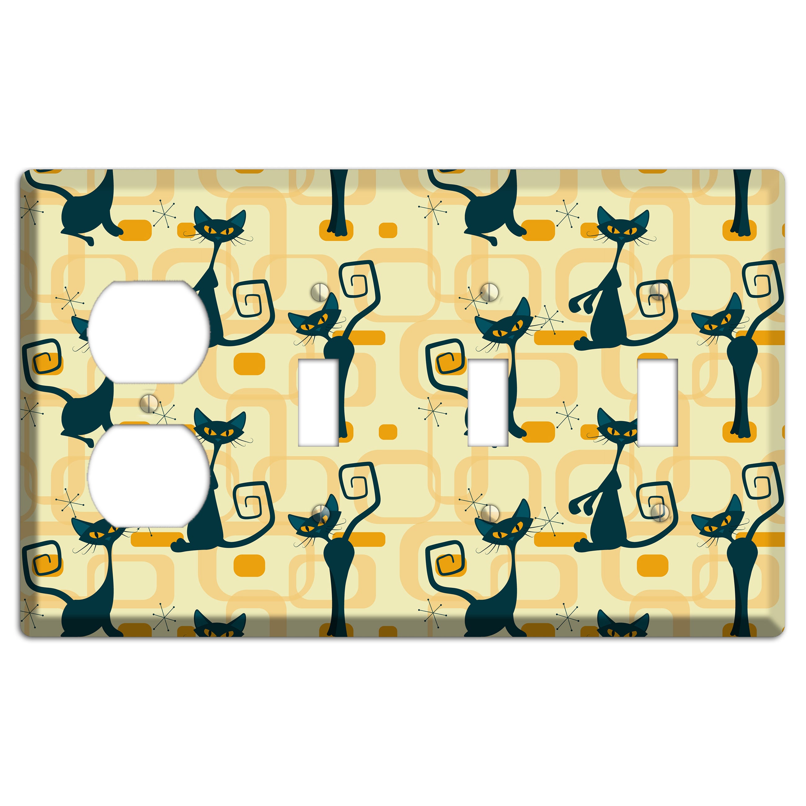Navy Kitties Duplex / 3 Toggle Wallplate