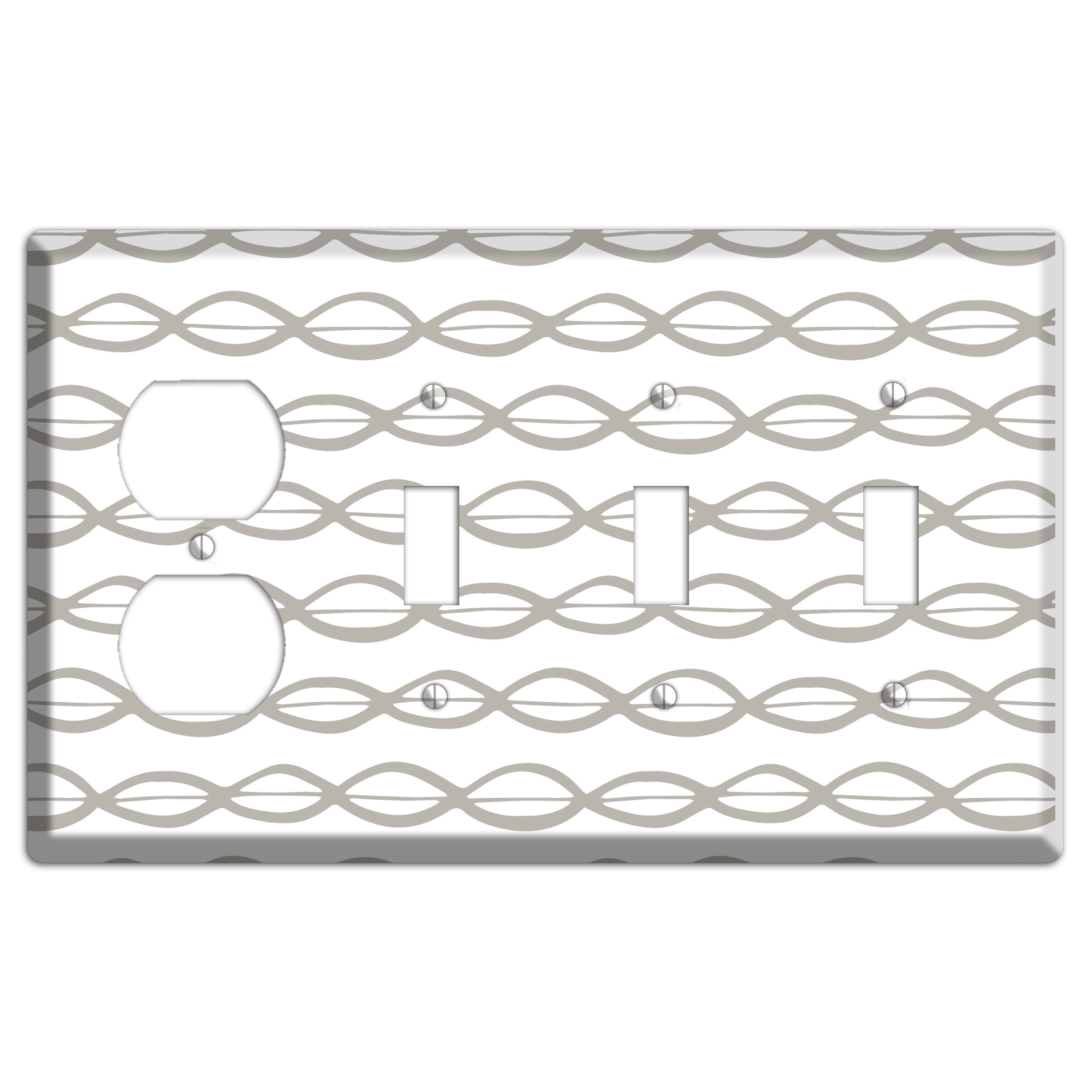 Simple Scandanavian Style D Duplex / 3 Toggle Wallplate