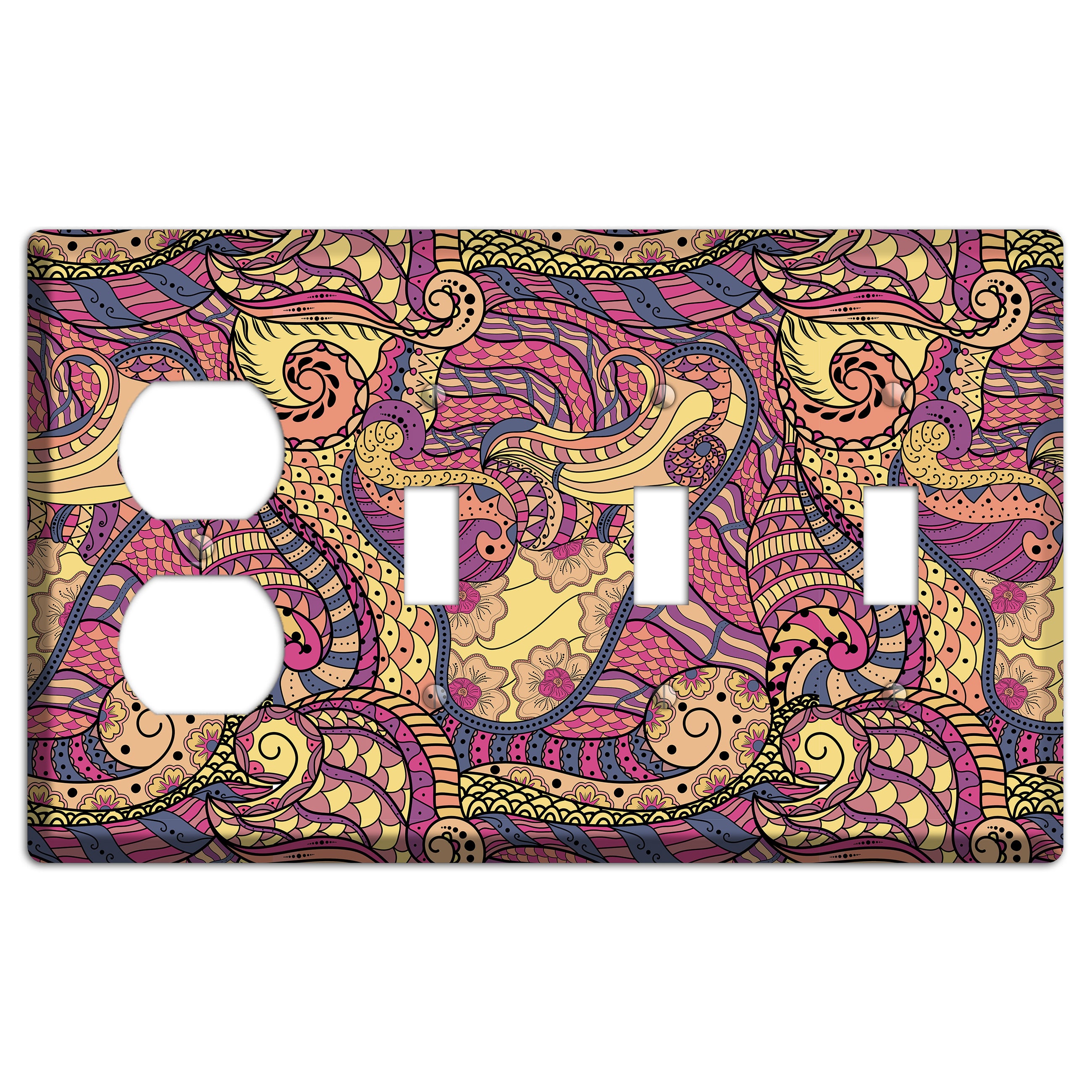 Retro Flourish 2 Duplex / 3 Toggle Wallplate