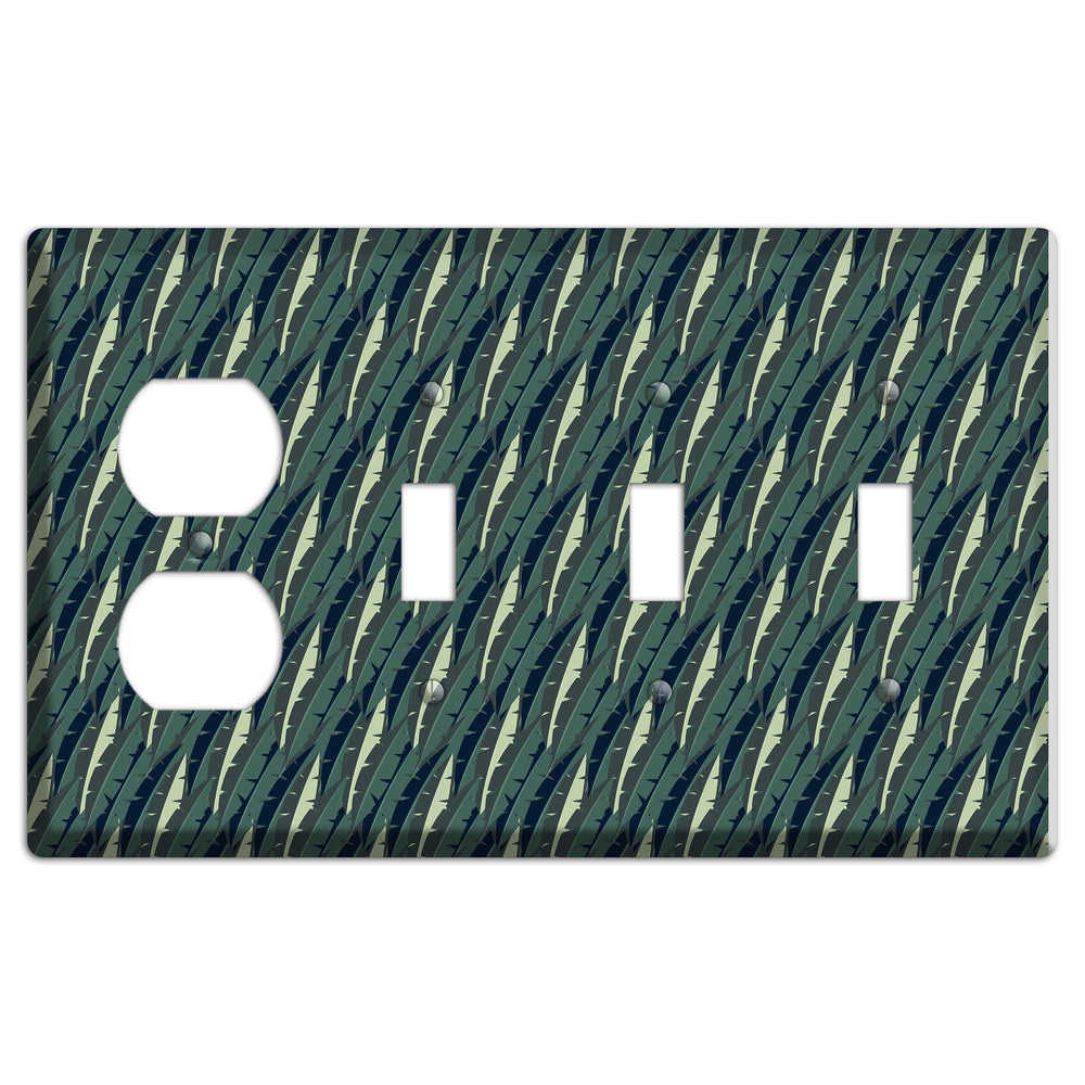 Leaves Style M Duplex / 3 Toggle Wallplate