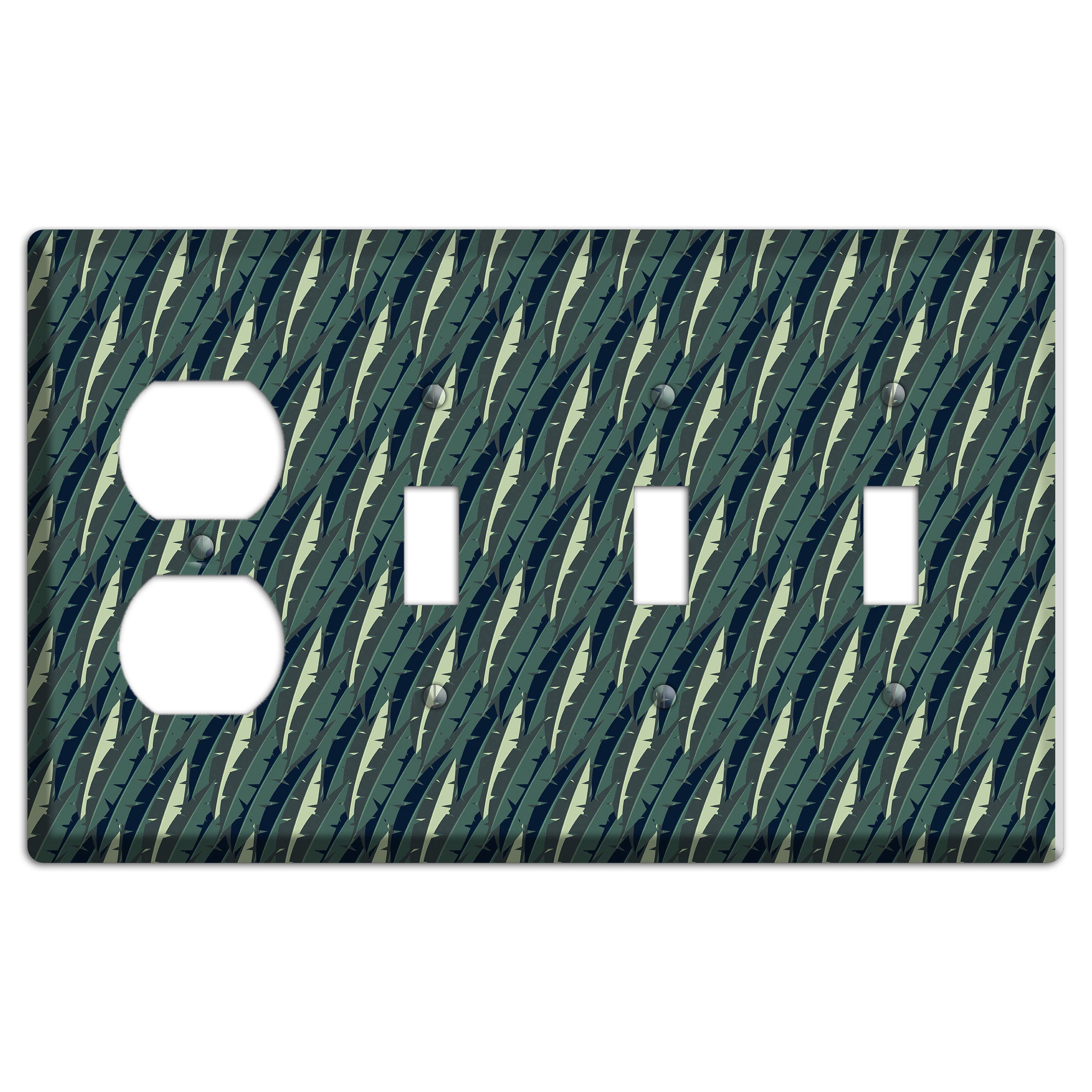 Leaves Style M Duplex / 3 Toggle Wallplate