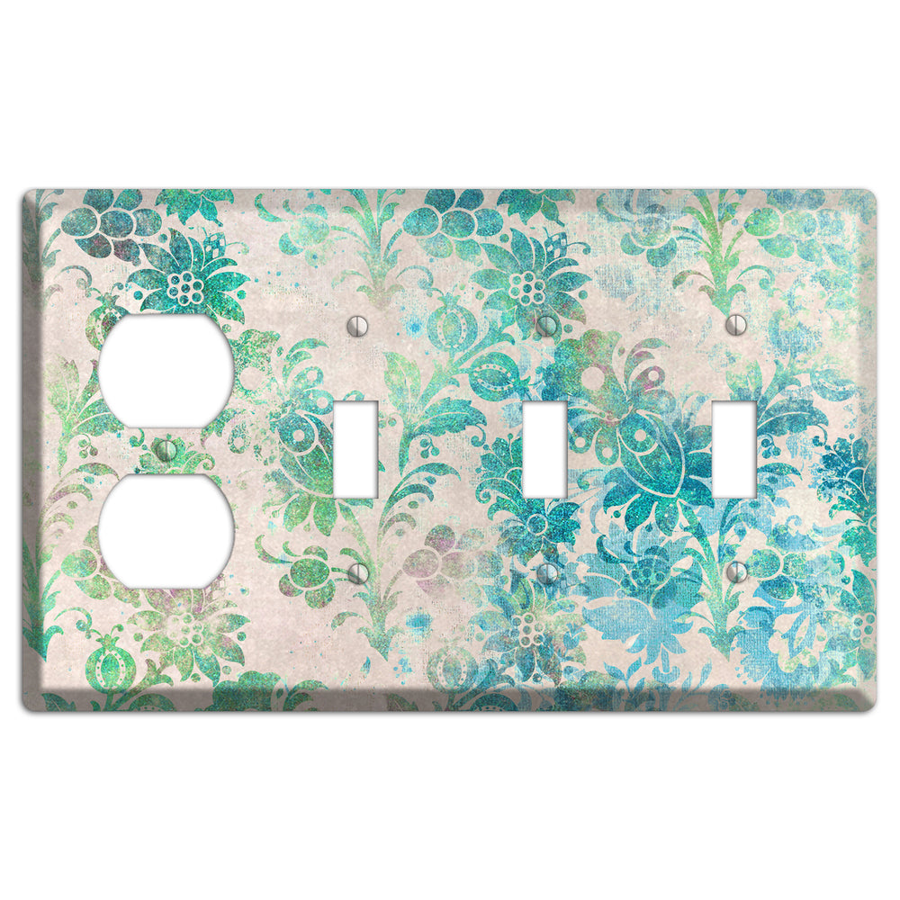 Acapulco Whimsical Damask Duplex / 3 Toggle Wallplate