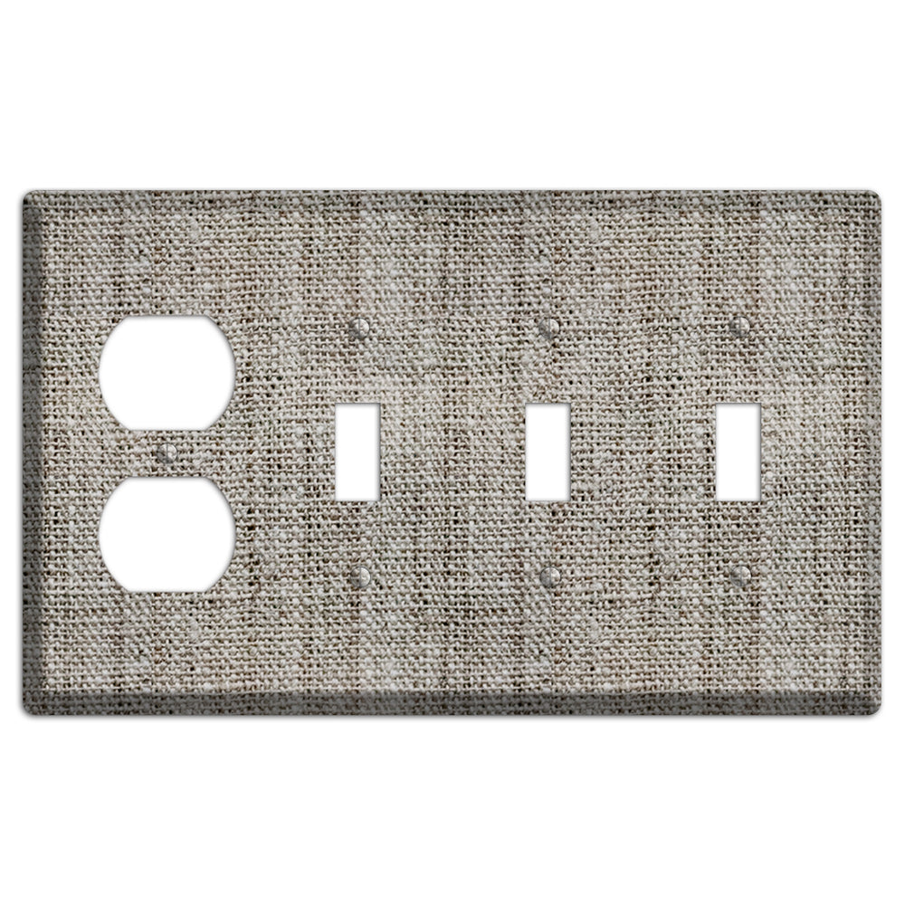 Zorba Burlap Duplex / 3 Toggle Wallplate
