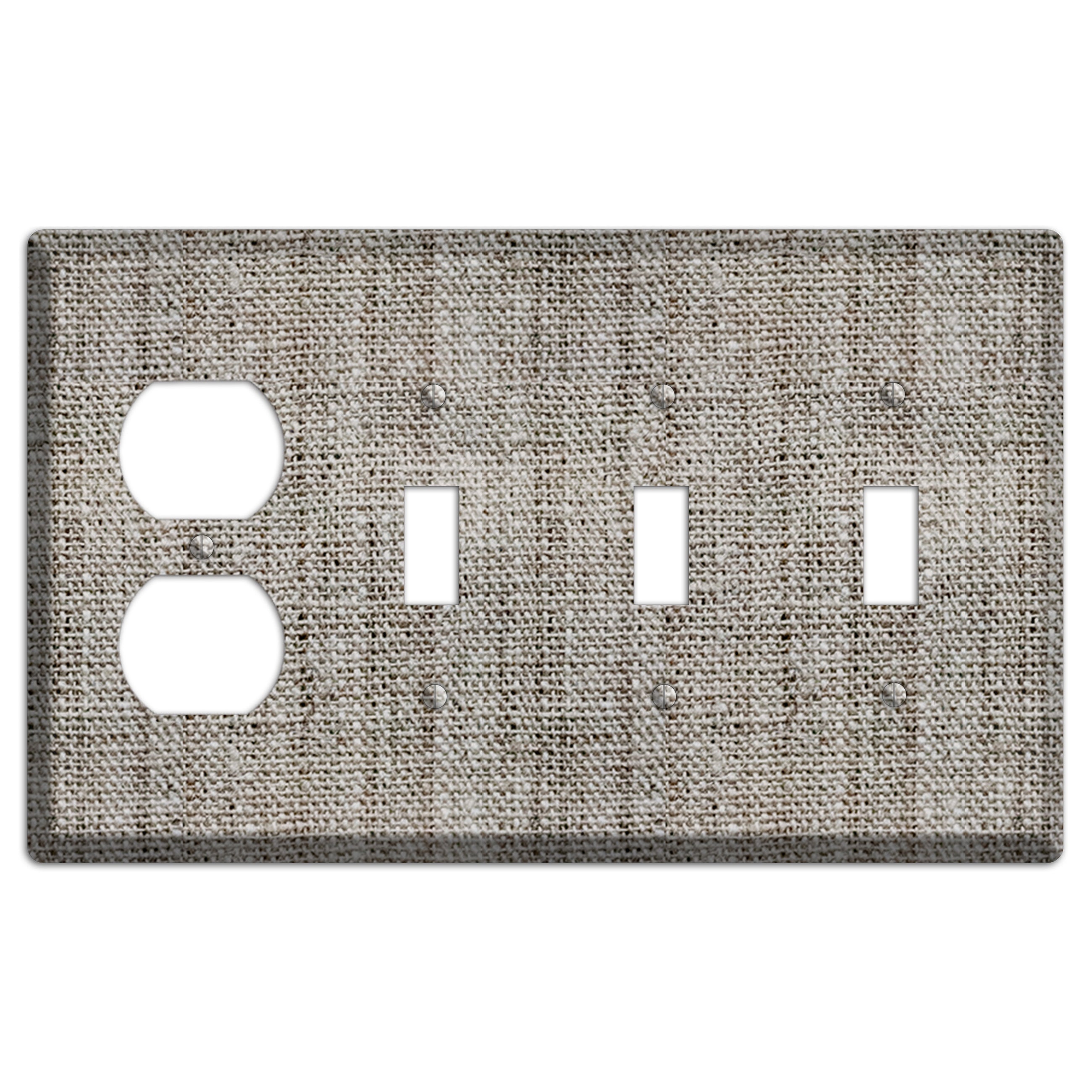 Zorba Burlap Duplex / 3 Toggle Wallplate