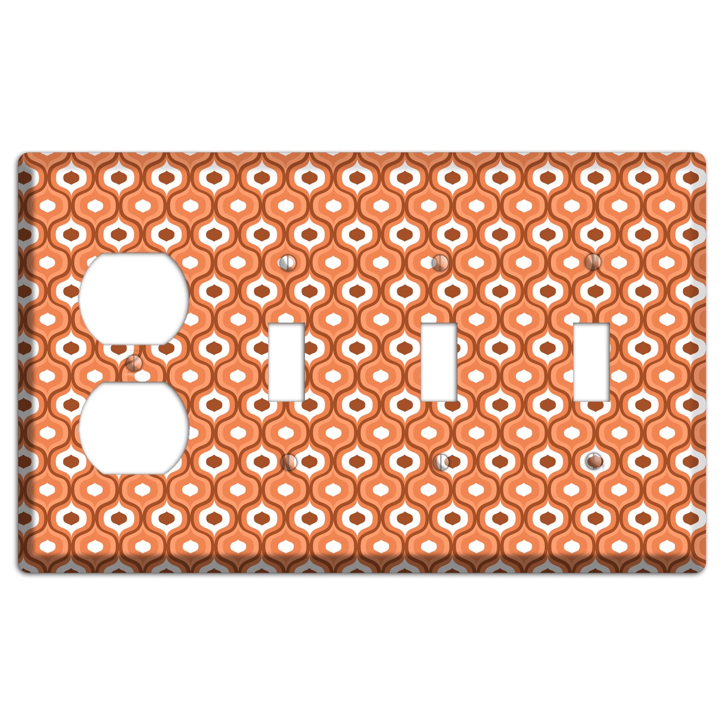 Orange and Red Double Scallop Duplex / 3 Toggle Wallplate