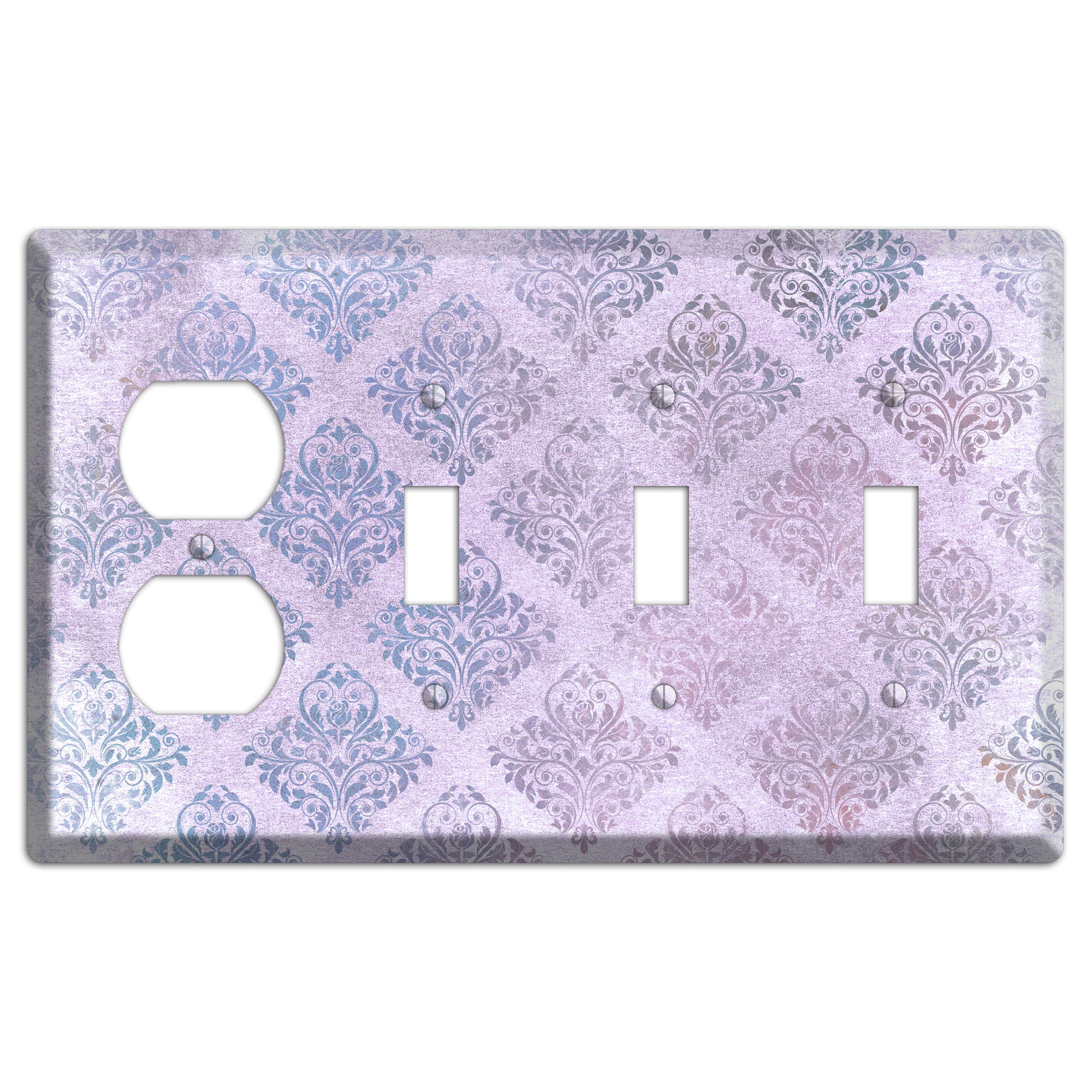 Logan Whimsical Damask Duplex / 3 Toggle Wallplate
