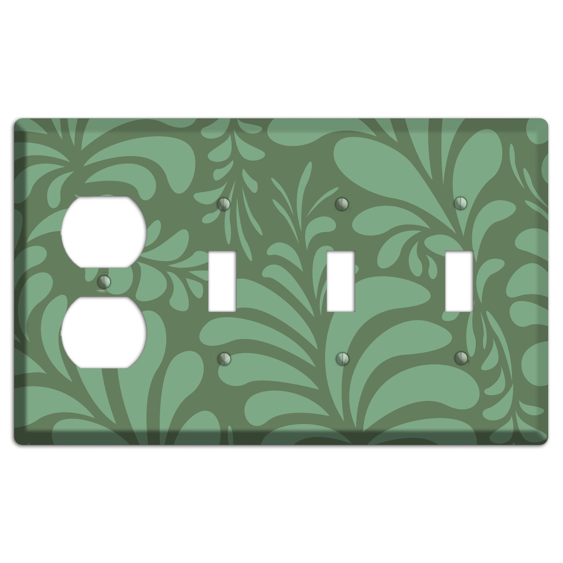 Green Herati Duplex / 3 Toggle Wallplate