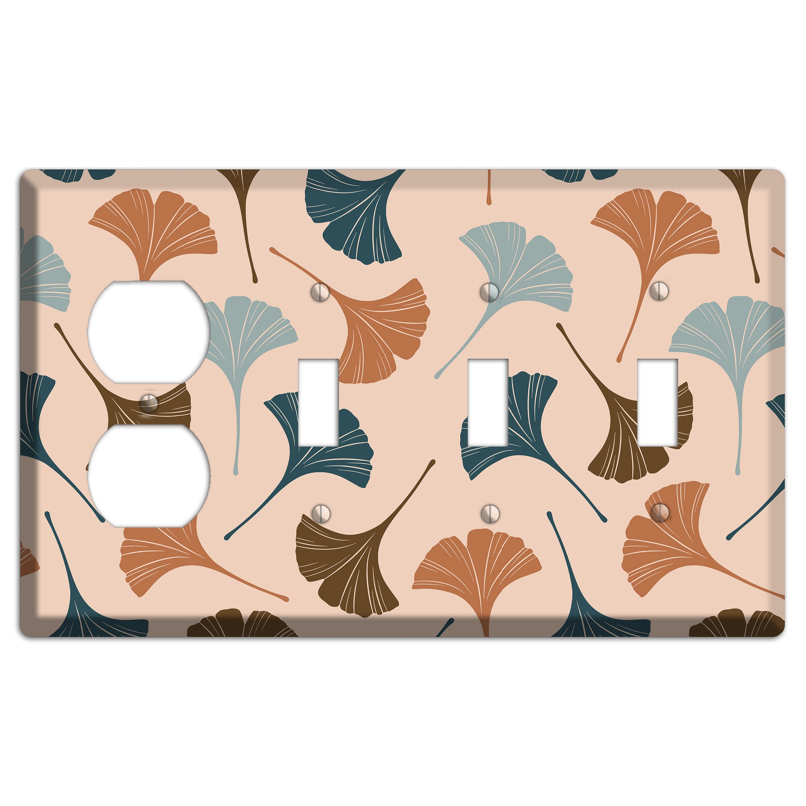 Blush Ginkgo Leaves Duplex / 3 Toggle Wallplate