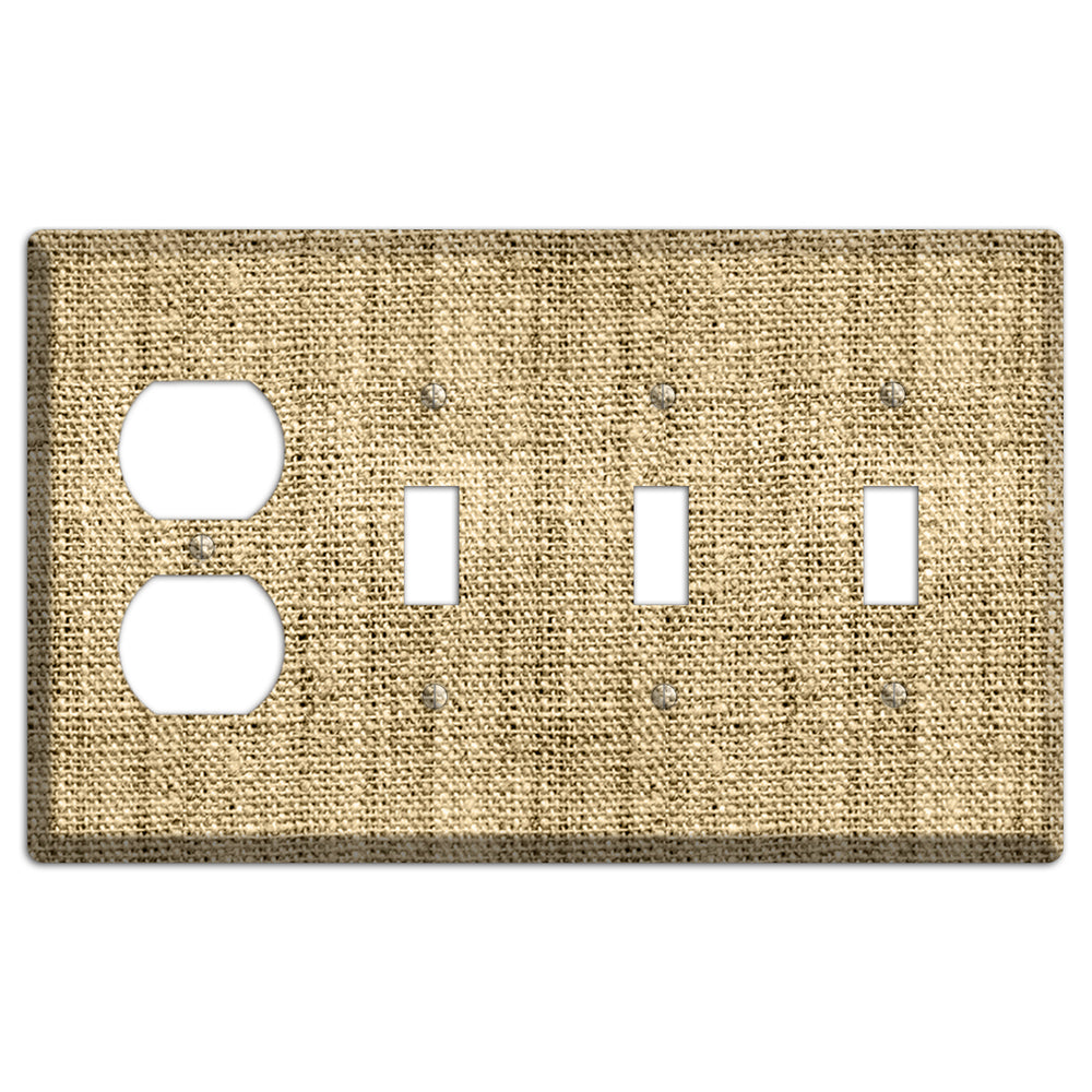 Indian Khaki Burlap Duplex / 3 Toggle Wallplate