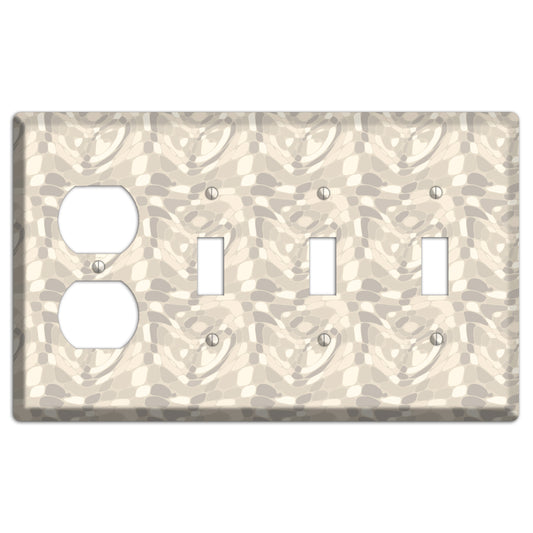 Beige Large Abstract Duplex / 3 Toggle Wallplate