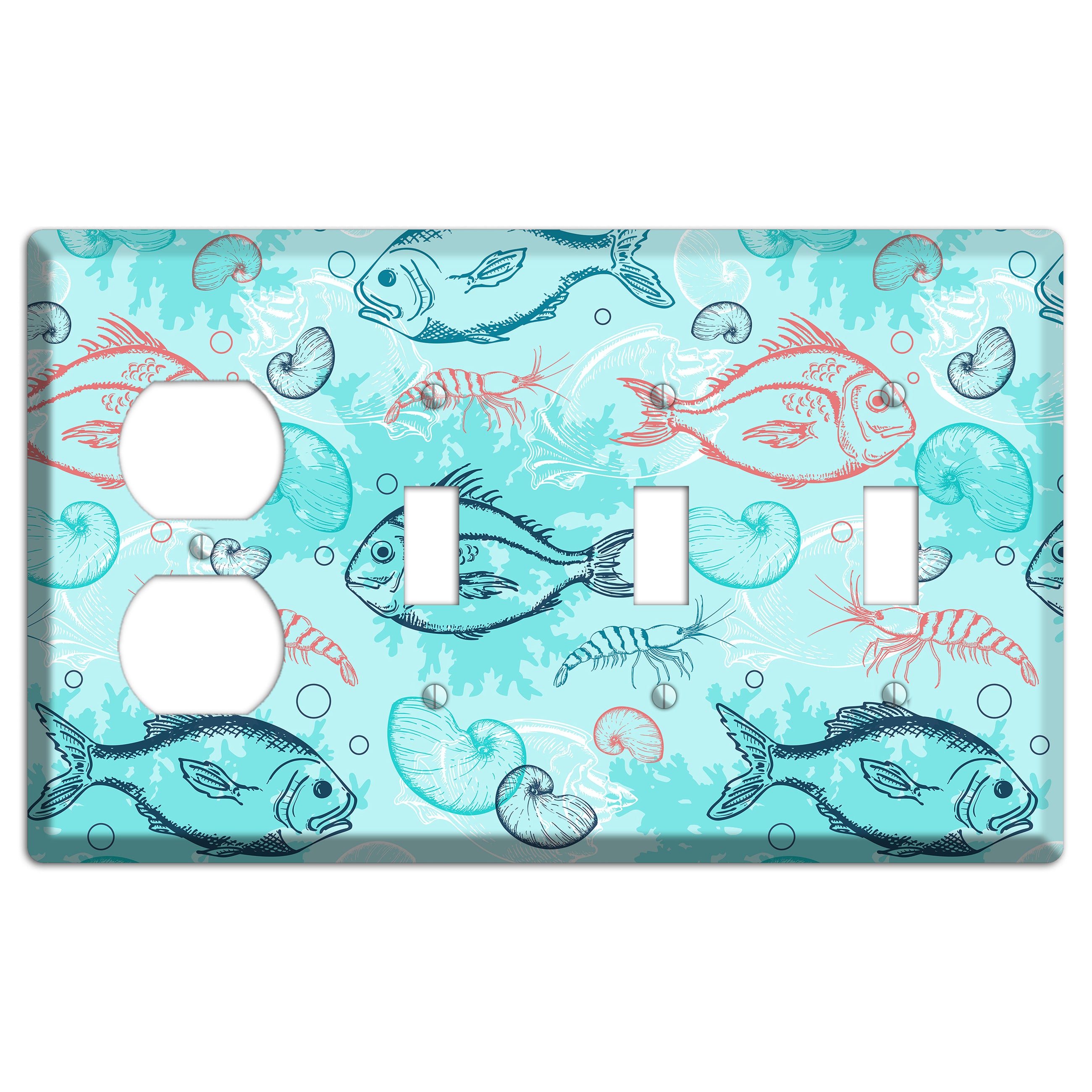 Mixed Sea Life Style 24 Duplex / 3 Toggle Wallplate