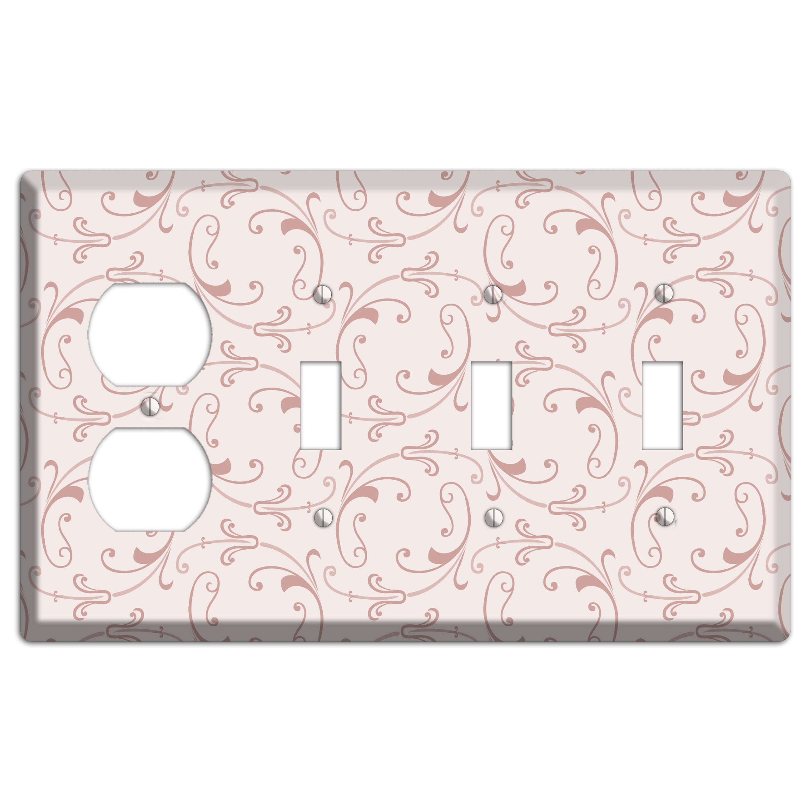 Dusty Rose Victorian Sprig Duplex / 3 Toggle Wallplate