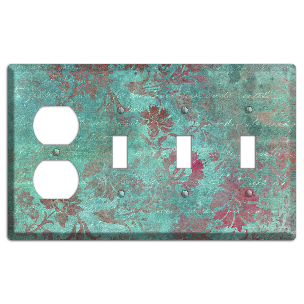 Sea Nymph Whimsical Damask Duplex / 3 Toggle Wallplate