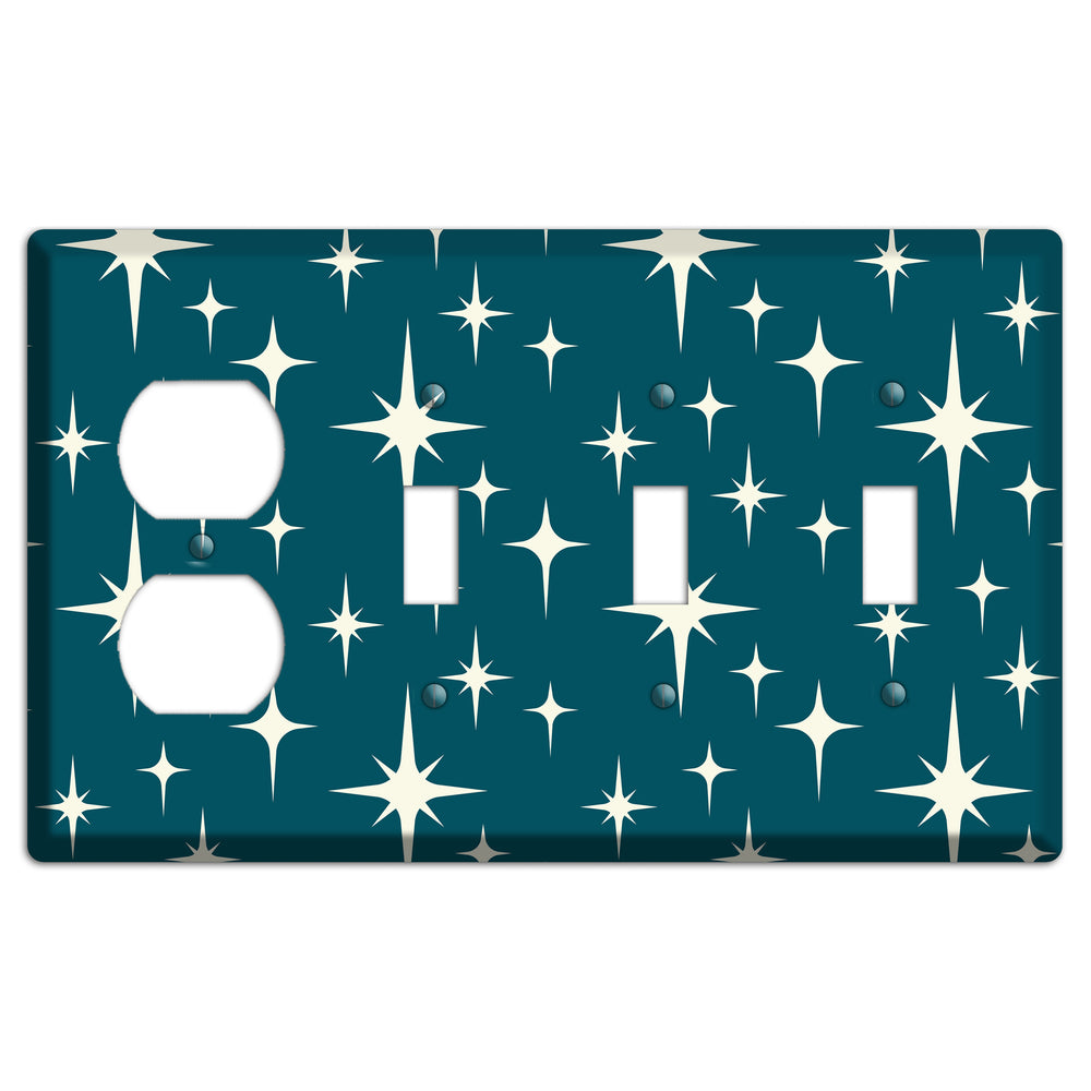 Navy Atomic Diamond Duplex / 3 Toggle Wallplate