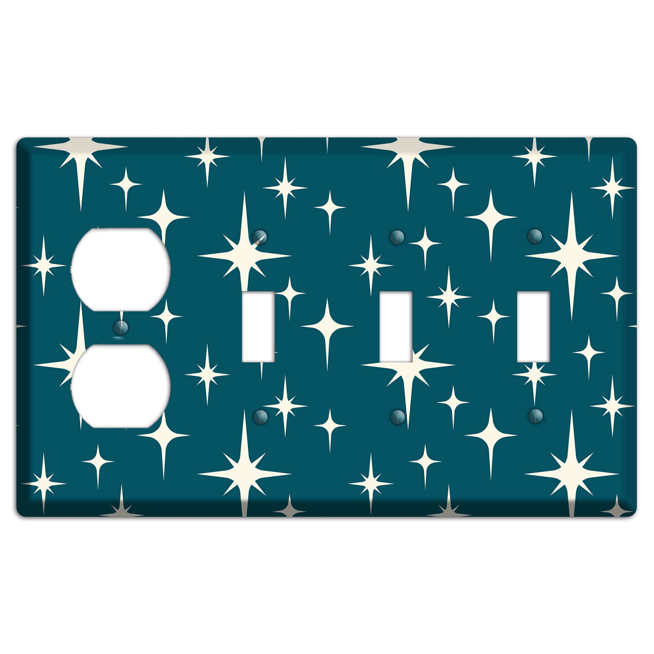 Navy Atomic Diamond Duplex / 3 Toggle Wallplate
