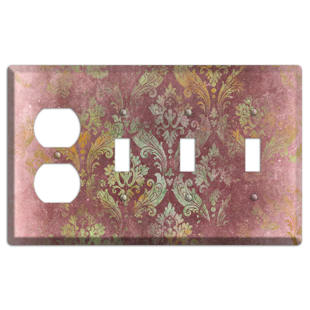 Roman Coffee Whimsical Damask Duplex / 3 Toggle Wallplate