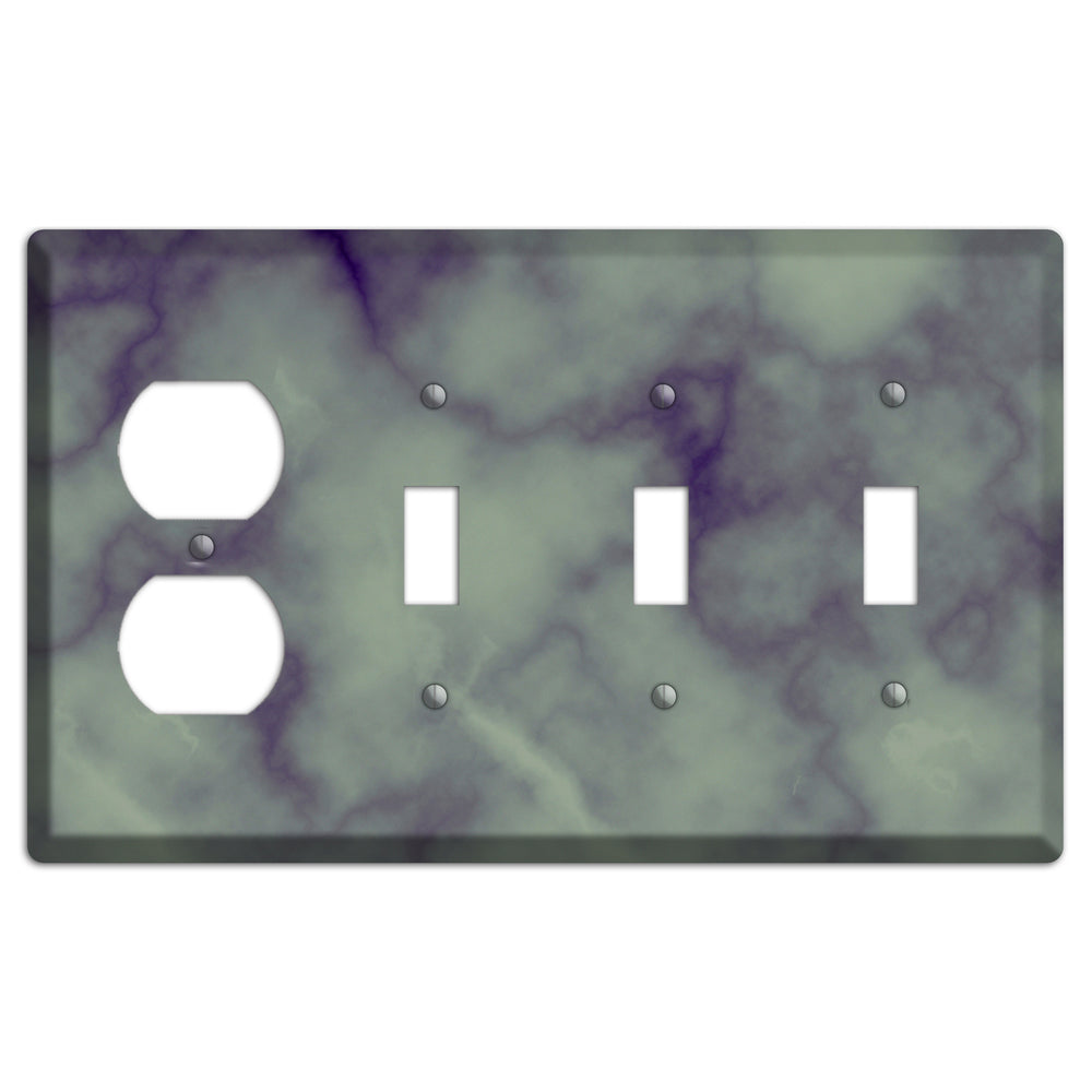 Mid Gray Marble Duplex / 3 Toggle Wallplate