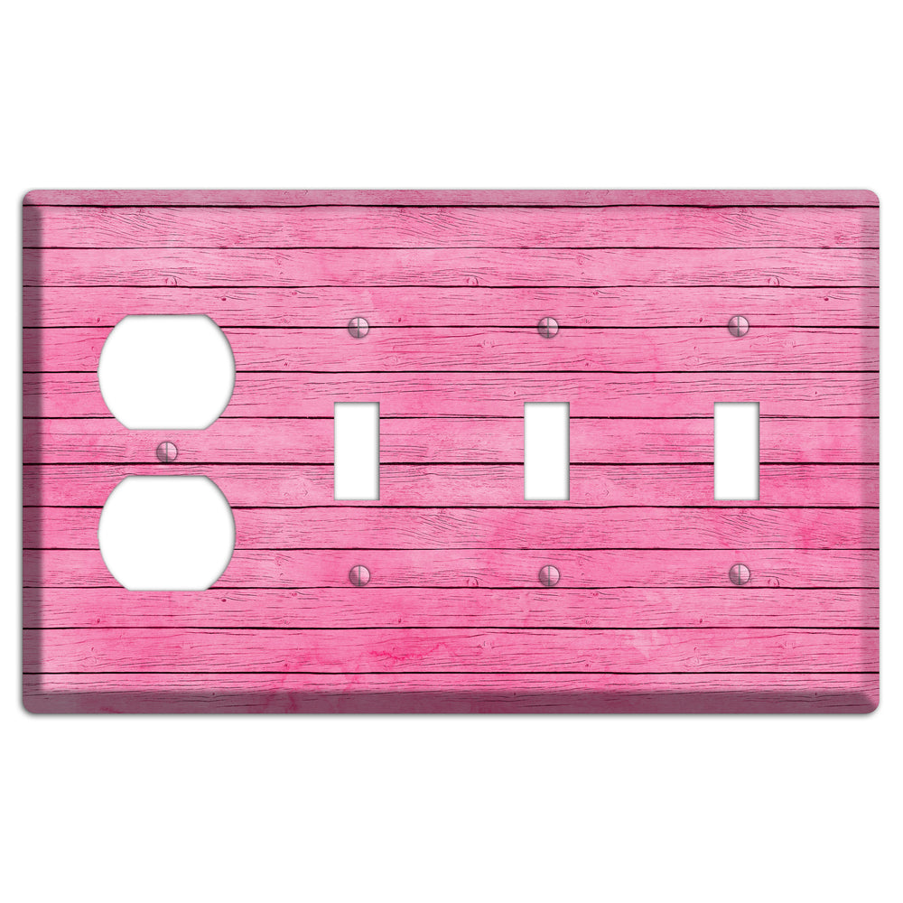 Carissma Pink Texture Duplex / 3 Toggle Wallplate