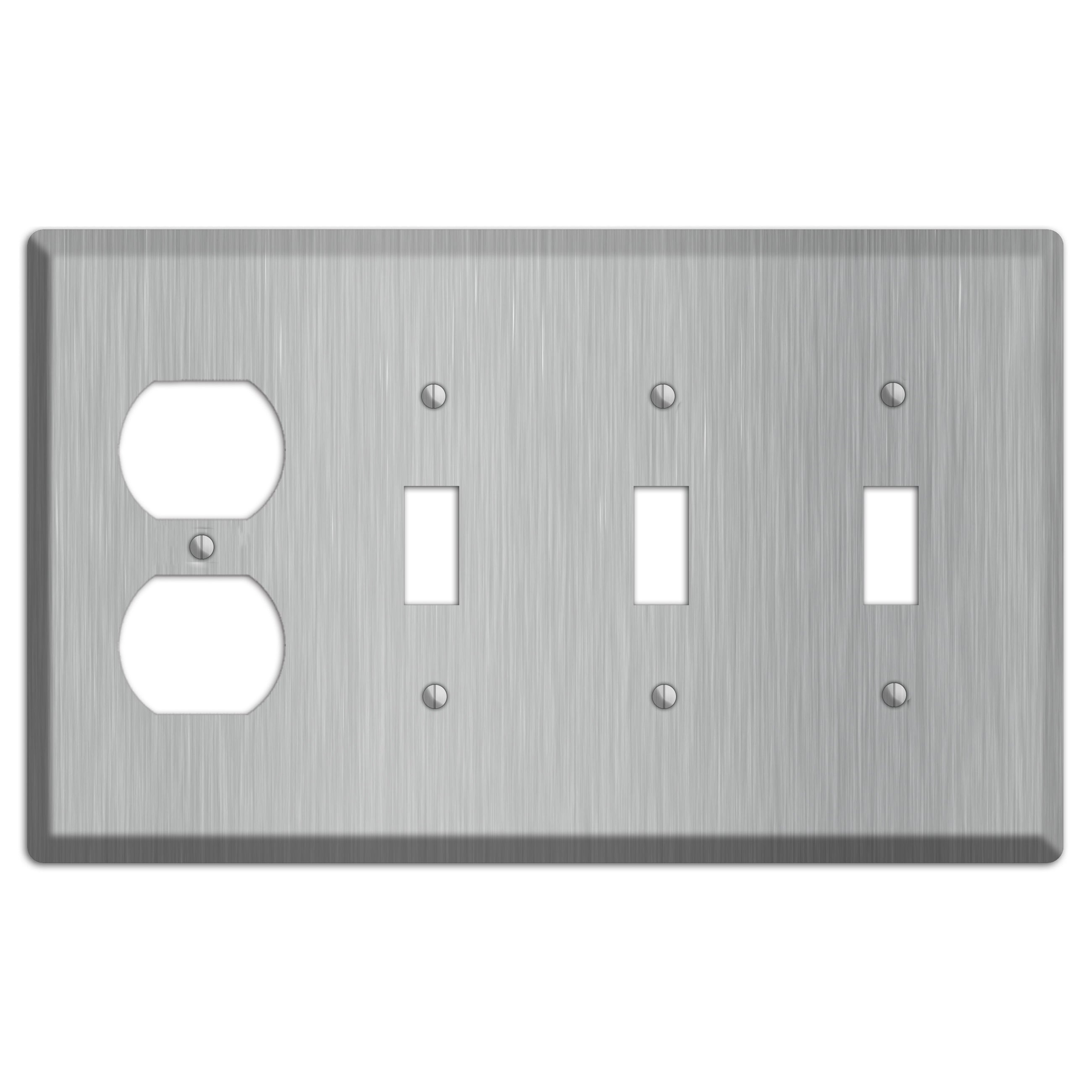 Brushed Stainless Steel Duplex / 3 Toggle Wallplate