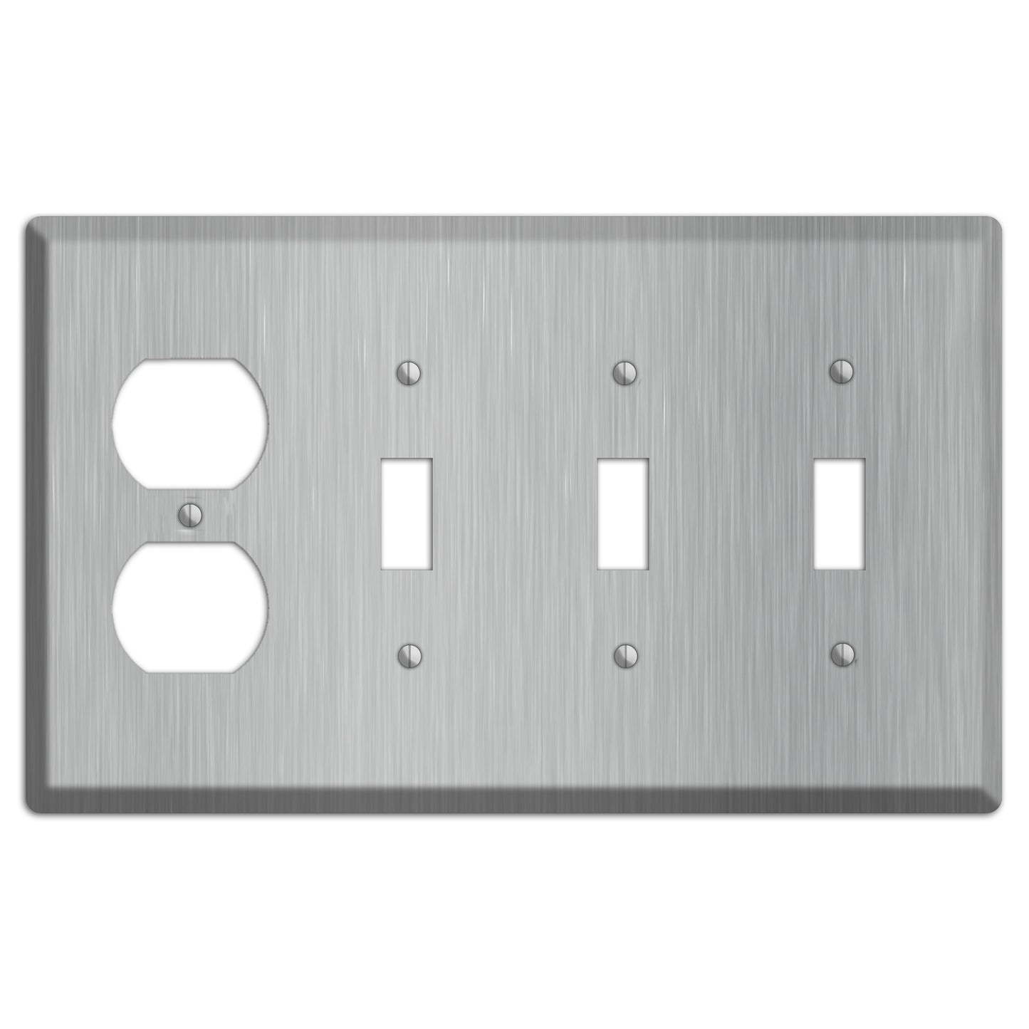 Brushed Stainless Steel Duplex / 3 Toggle Wallplate