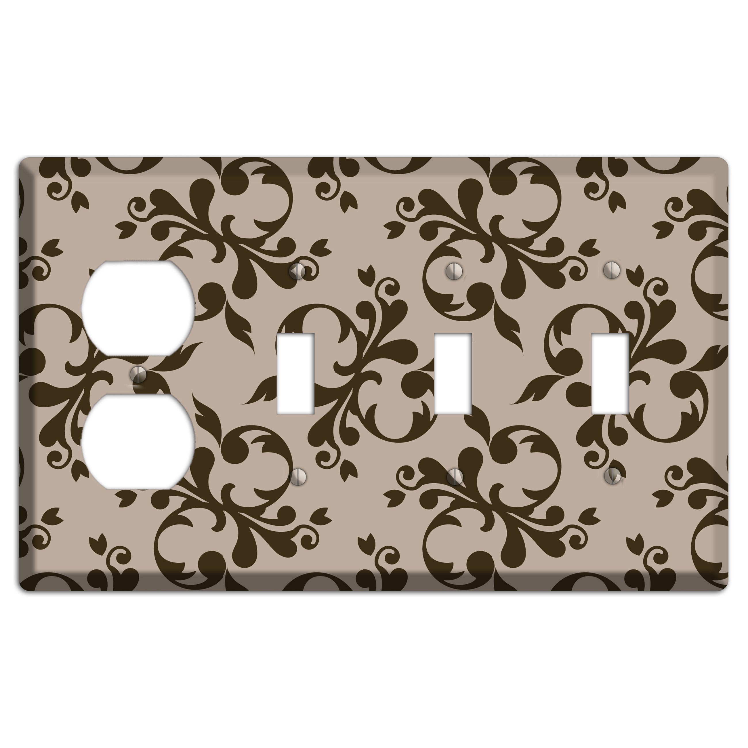Beige Victorian Toile Duplex / 3 Toggle Wallplate