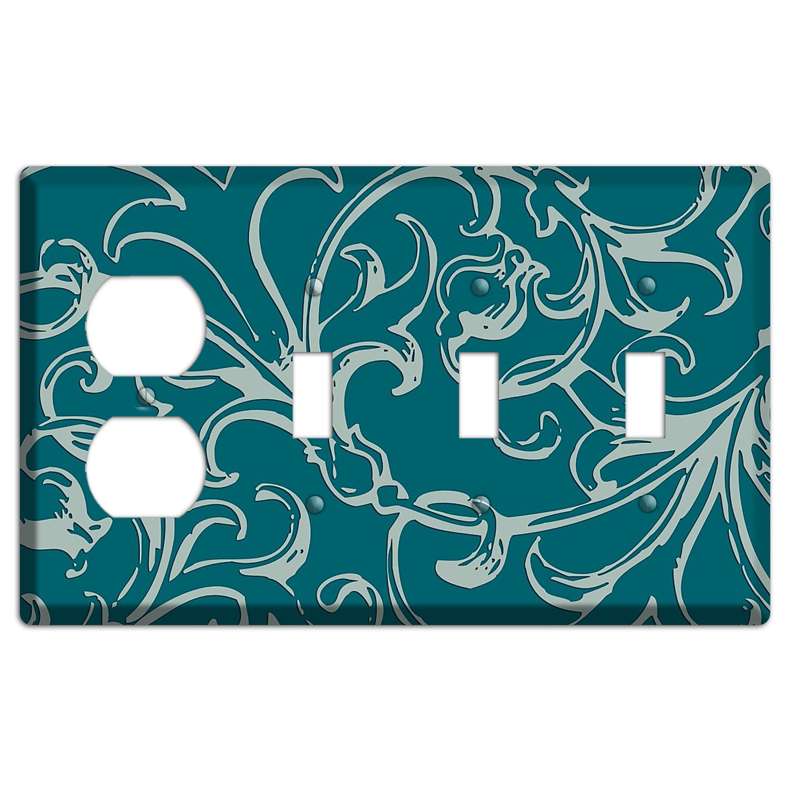 Victorian Teal Duplex / 3 Toggle Wallplate